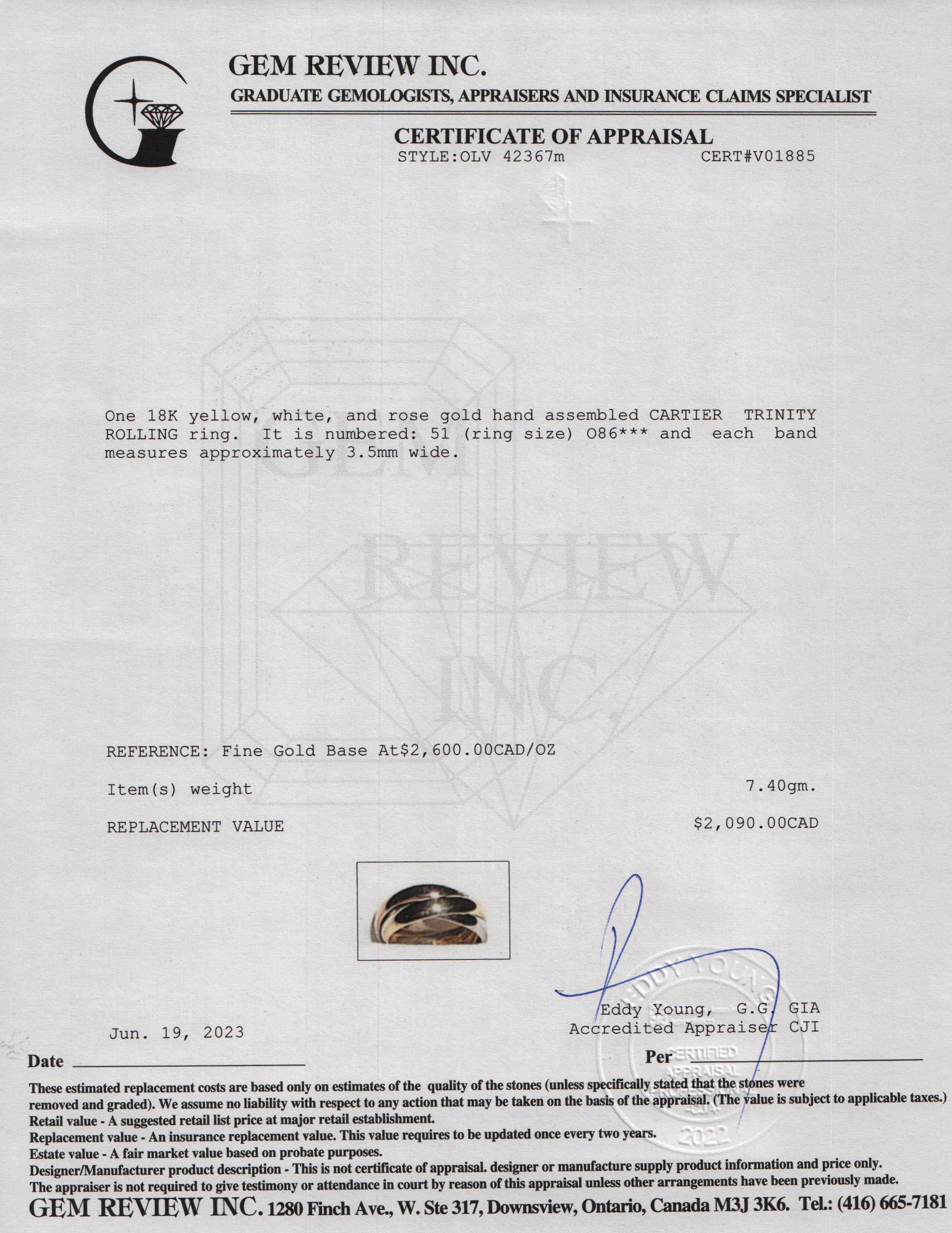 Cartier Trinity Rolling Ring w/ Box