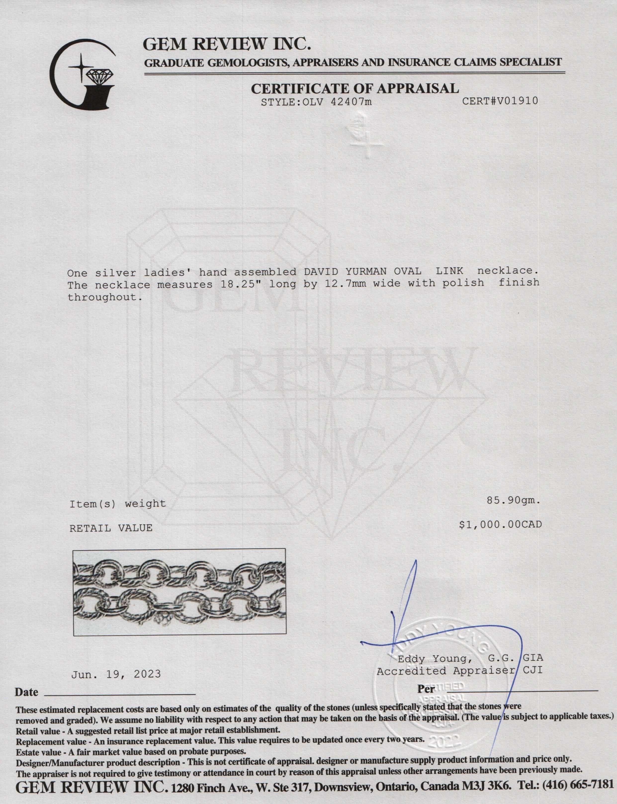 David Yurman Sterling Silver Oval Link Chain Necklace, 12mm