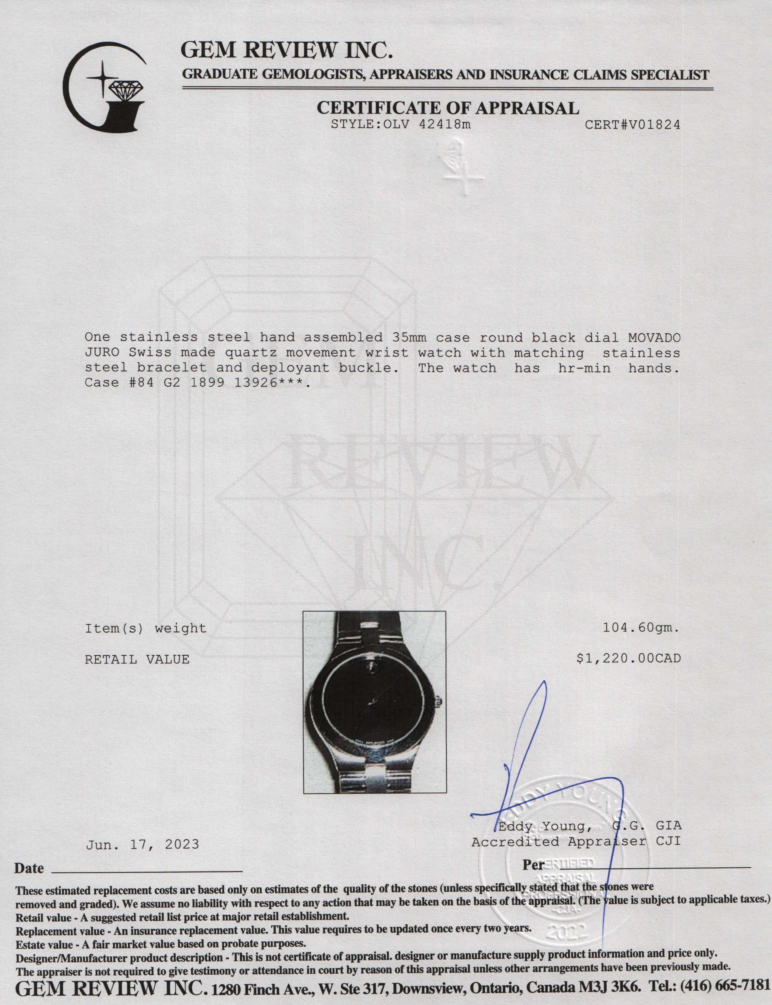 Movado Juro 35MM Watch