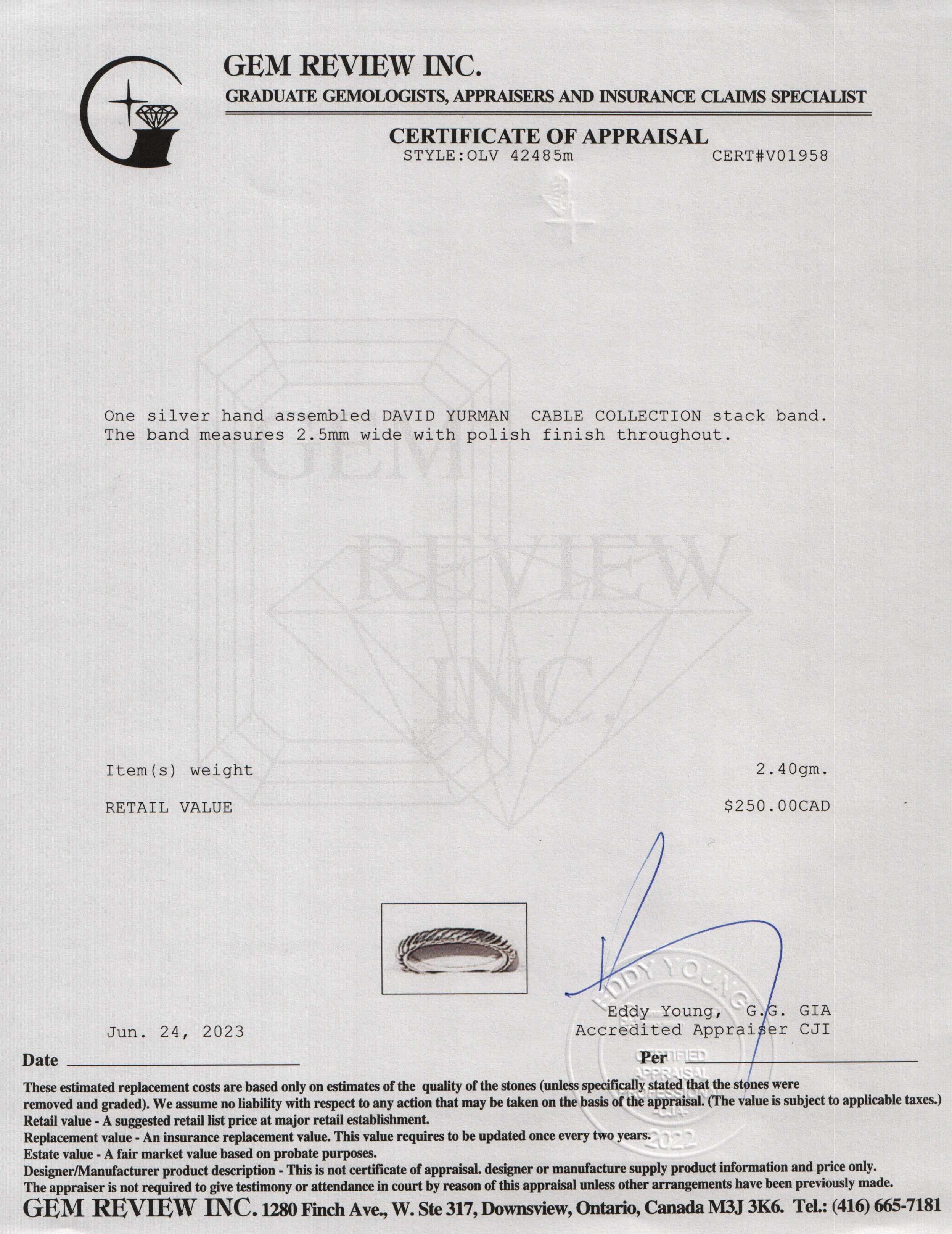 David Yurman Cable Collectibles Stack Ring