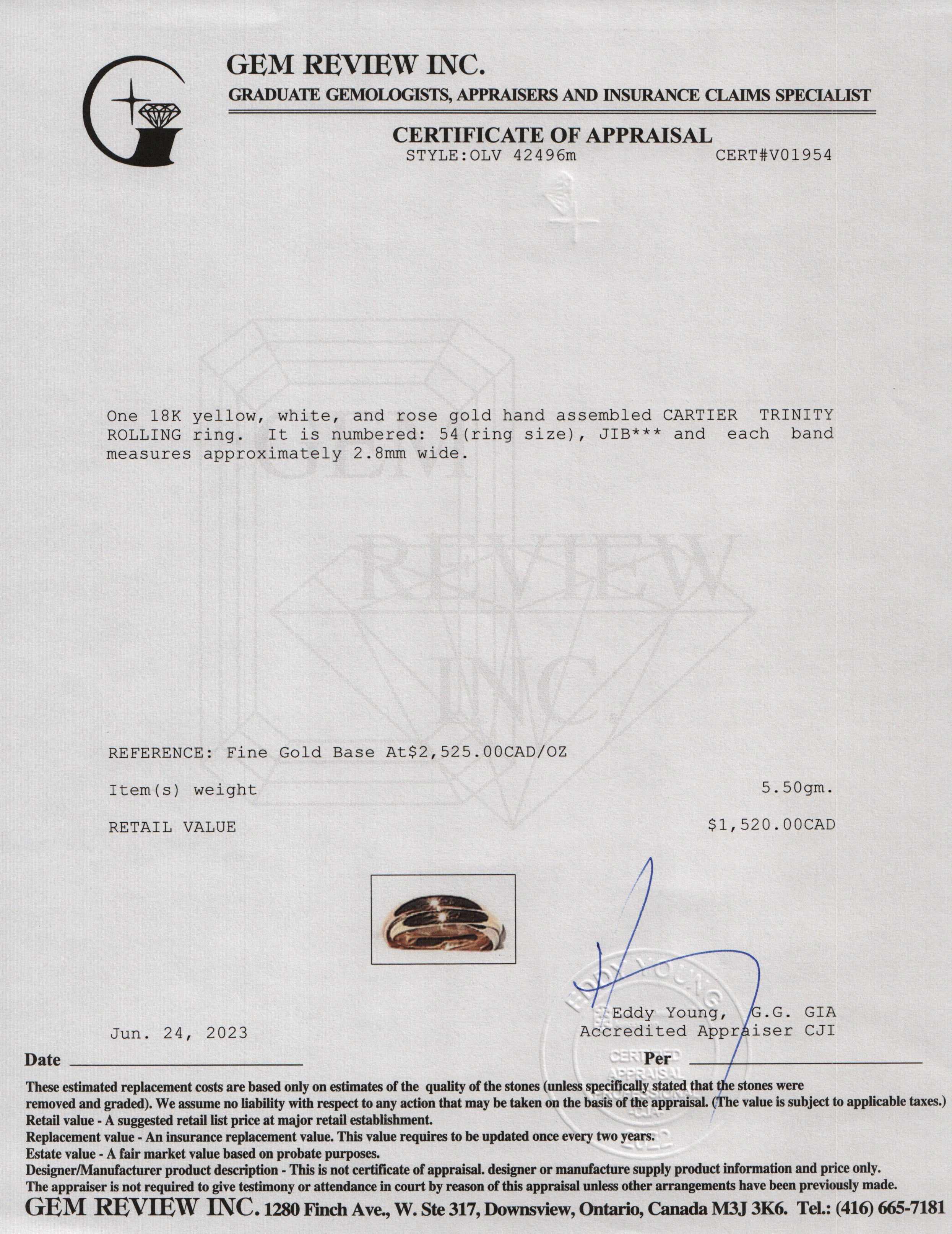 Cartier Trinity Rolling Ring, Small Model