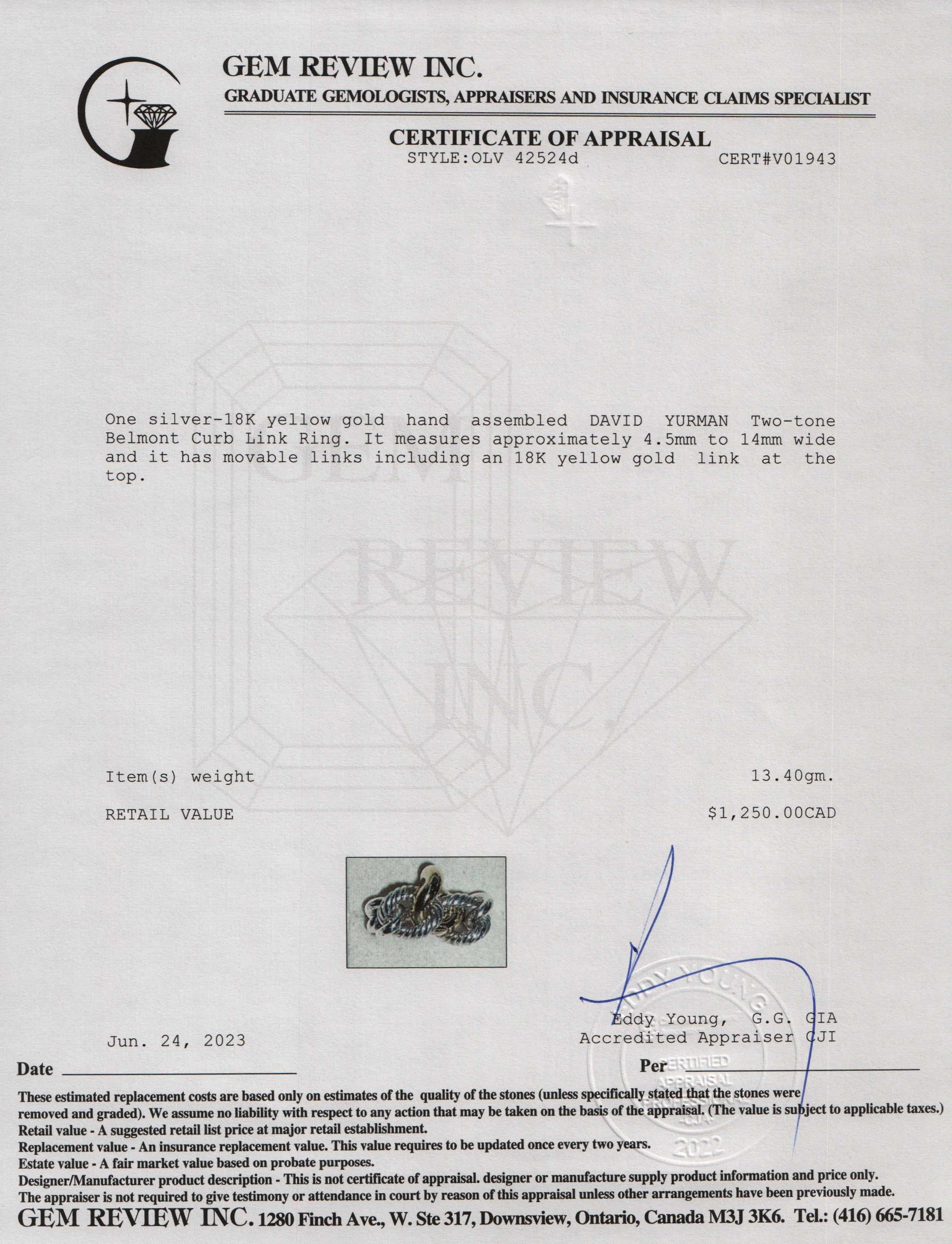 David Yurman Two-Tone Belmont Curb Link Ring