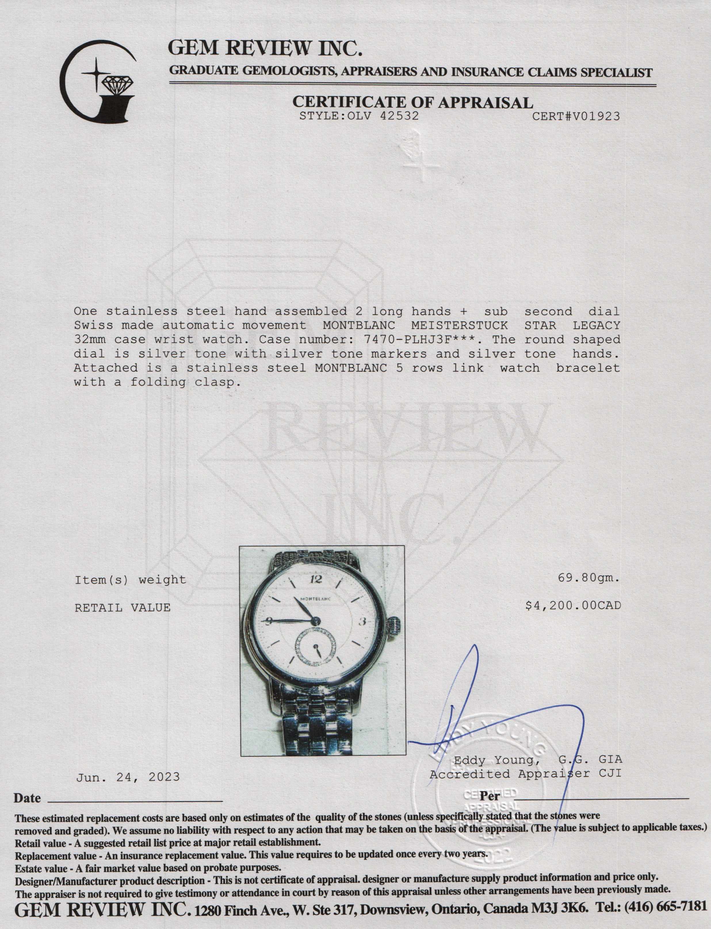 Montblanc Meisterstuck Star Legacy 32 MM Automatic Watch w/ Box & Papers