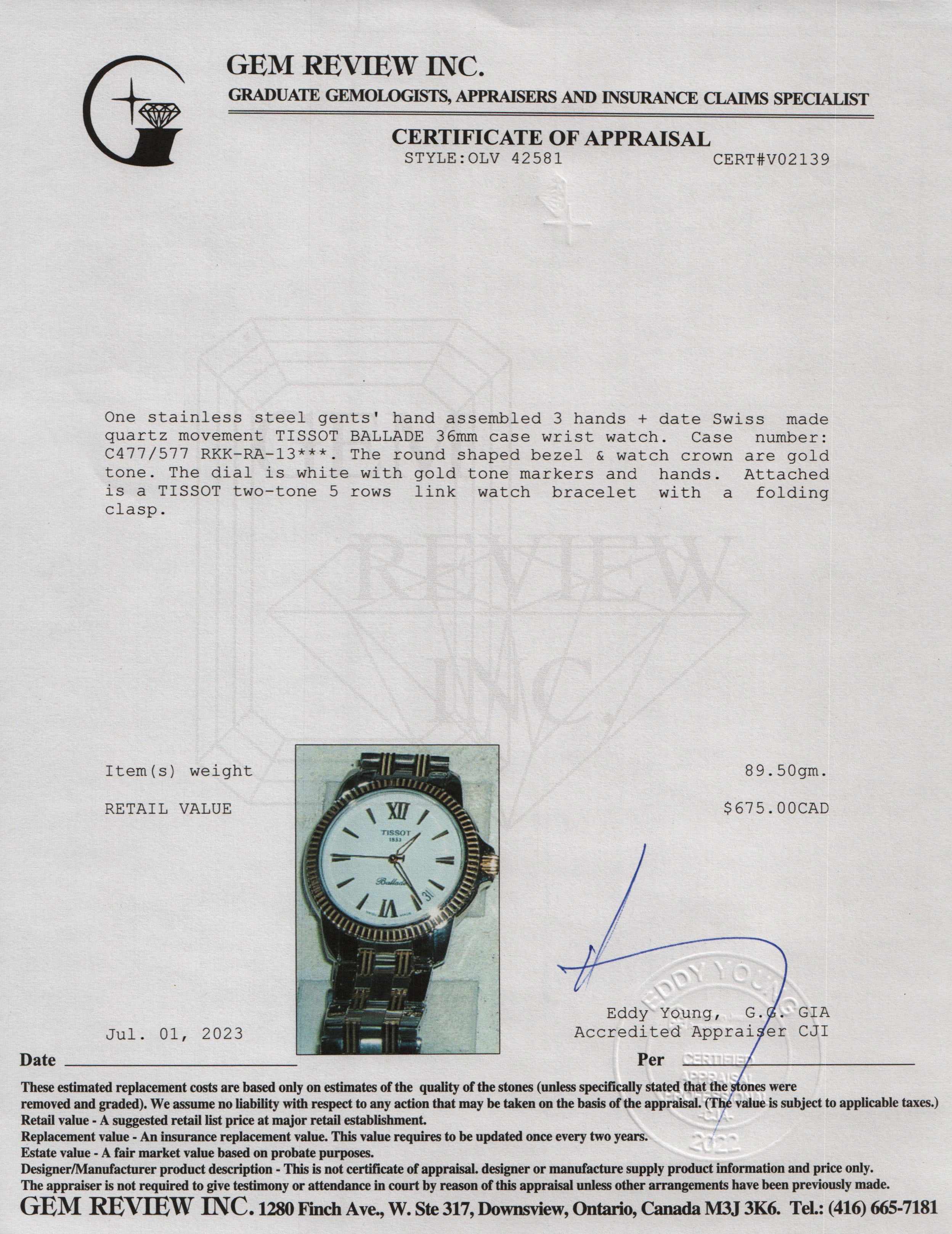 Tissot Two-Tone 36 MM Ballade Watch w/ Box