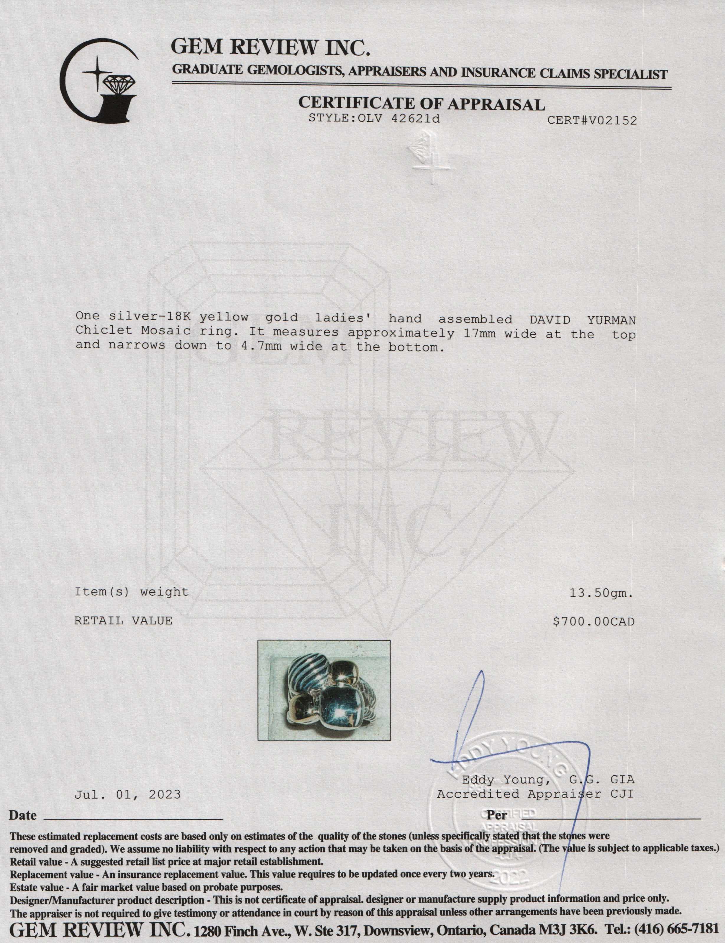 David Yurman Two-Tone Chiclet Mosaic Ring