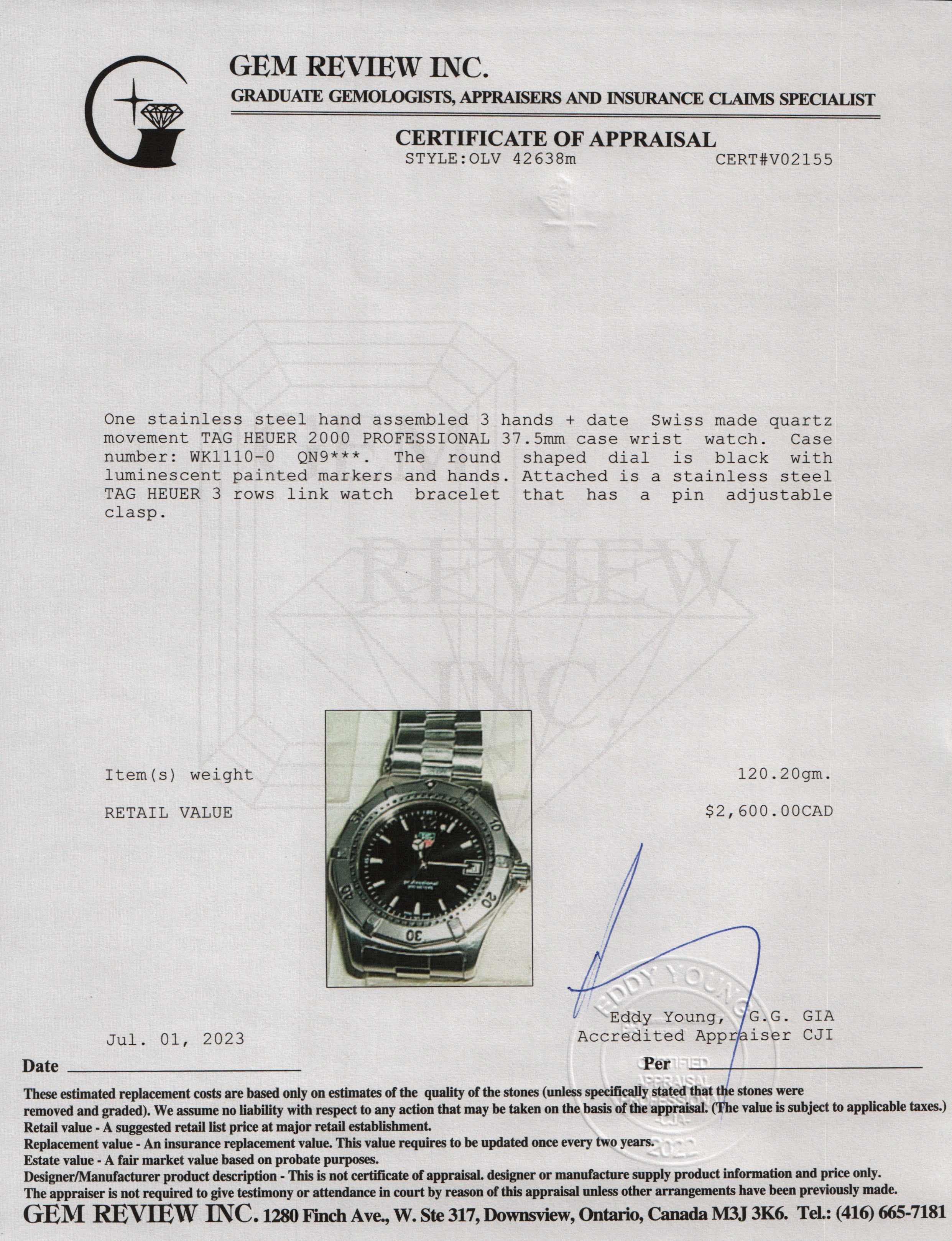 Tag Heuer 2000 Professional Watch w/ Box