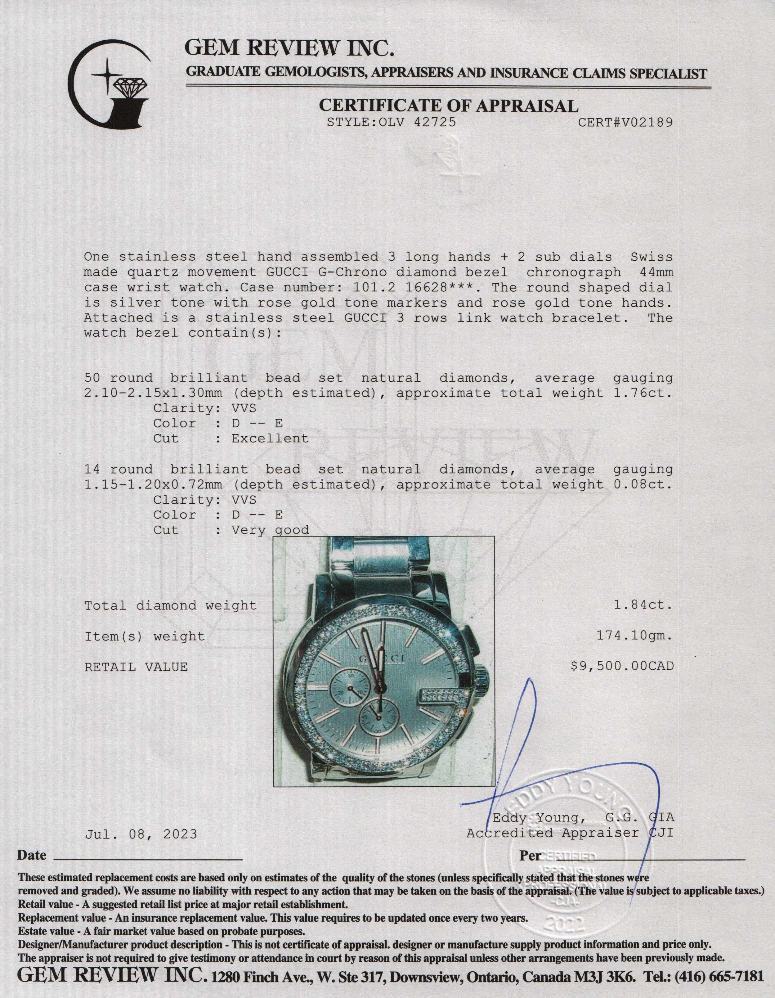 Gucci G-Chrono Diamond Bezel Watch