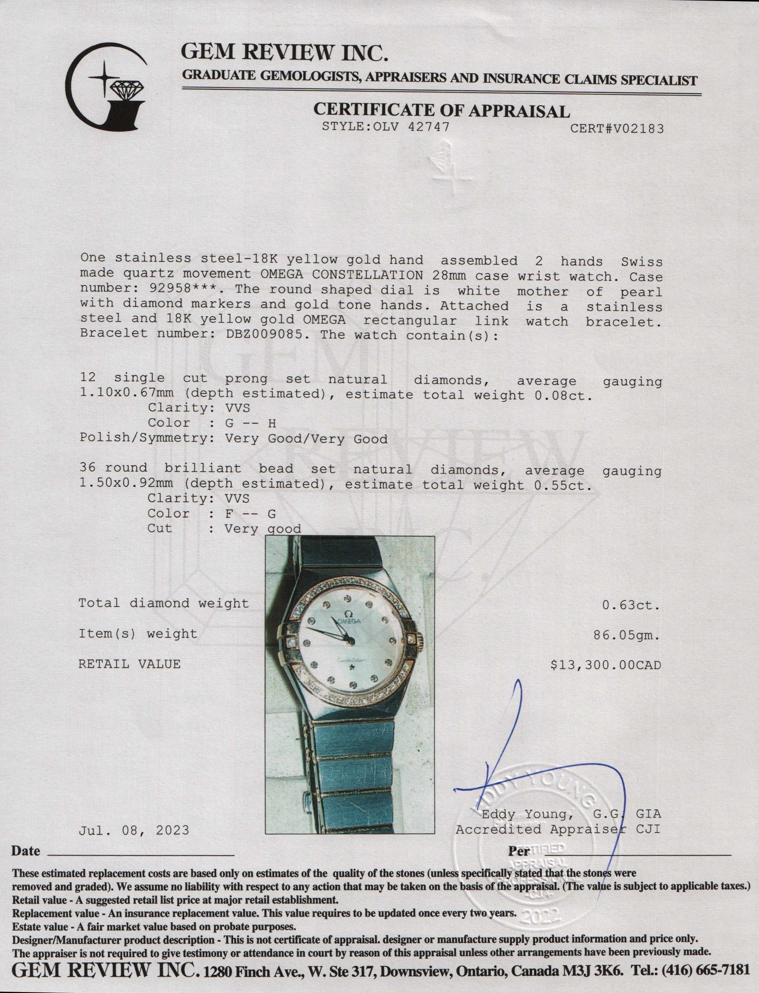 Omega Two-Tone Diamond Constellation 28 MM Watch