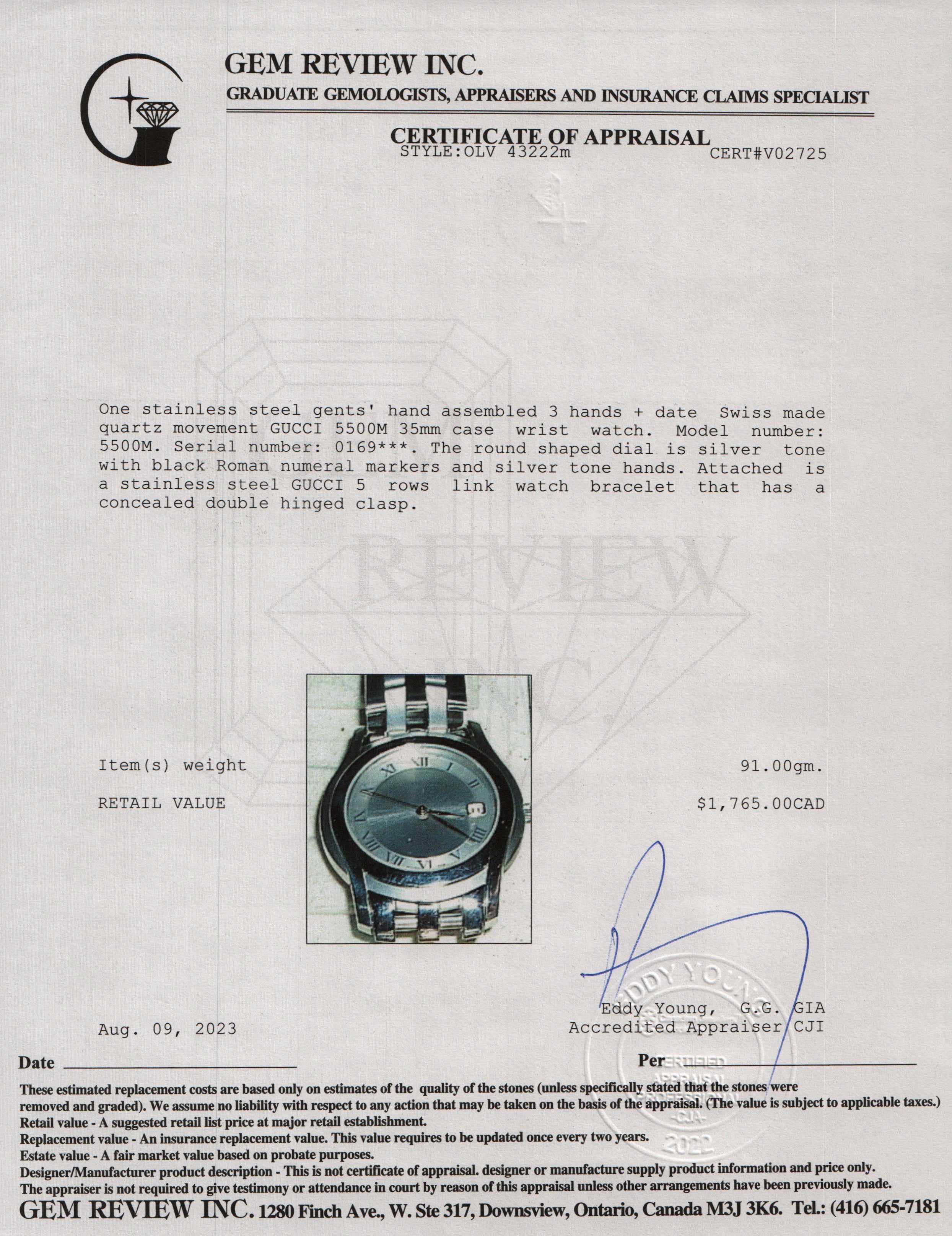 Gucci 5500 Series 35 MM Watch