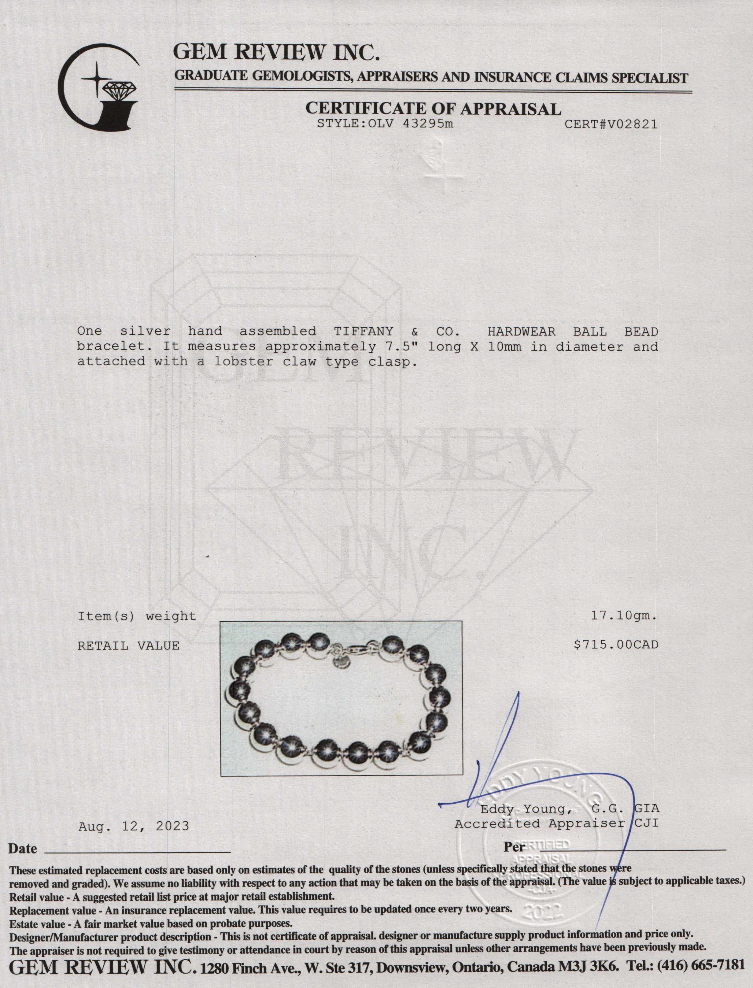 Tiffany & Co. Sterling Silver 10 mm HardWear Ball Bracelet