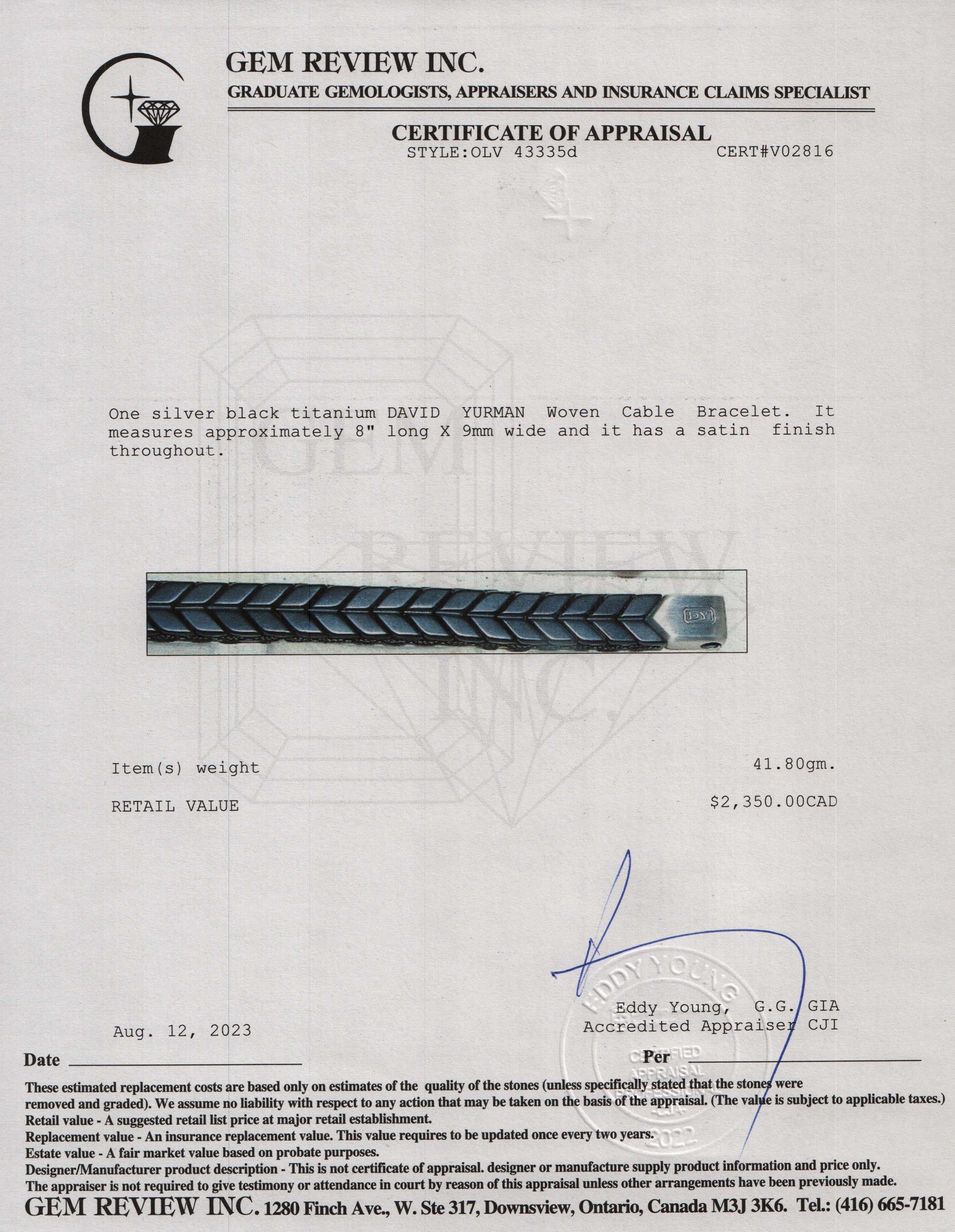 David Yurman Black Titanium Woven Cable Bracelet