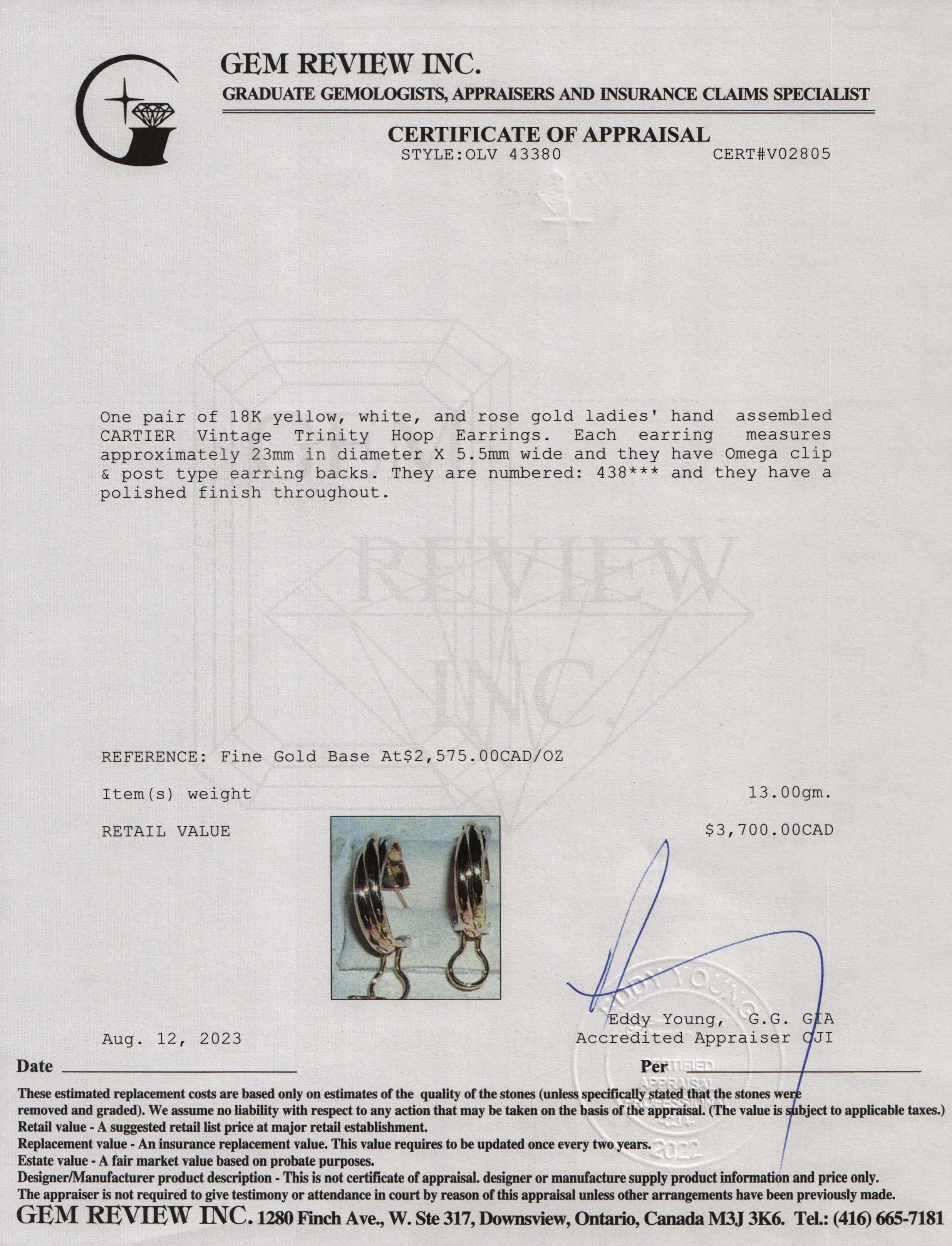 Cartier Vintage Trinity Hoop Earrings