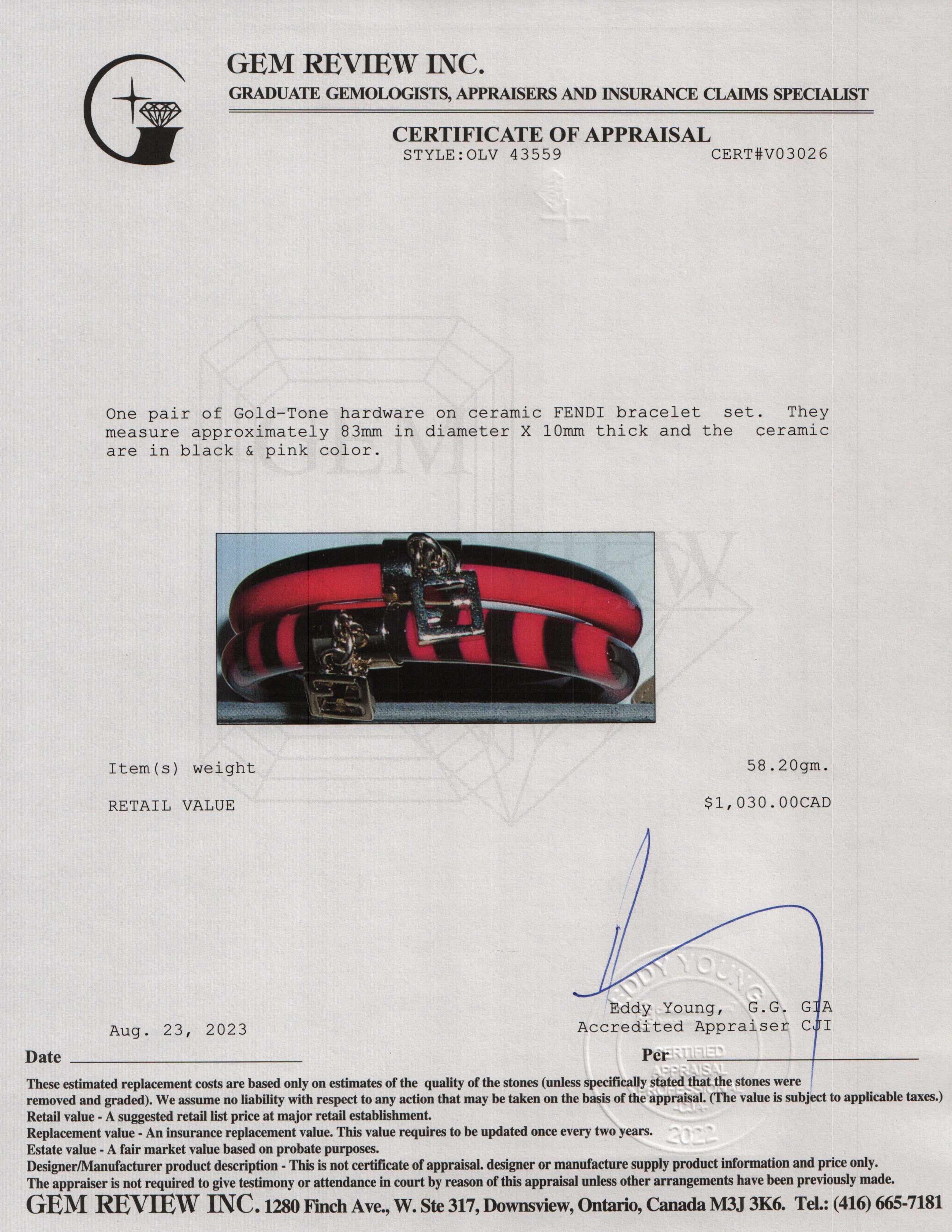 Fendi Ceramic Bracelet Set w/ Box