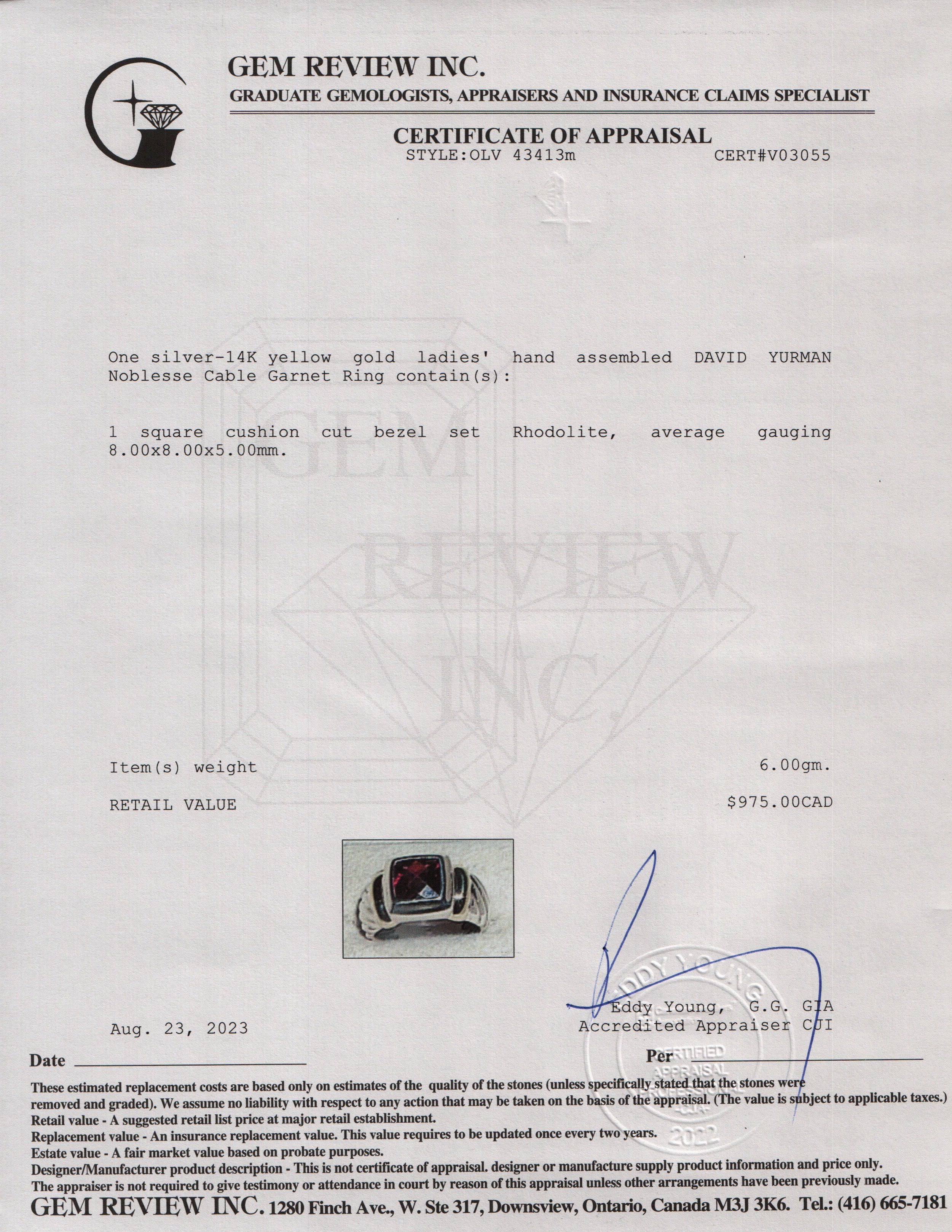 David Yurman Sterling Silver & 14k Yellow Gold Rhodolite Noblesse Cocktail Ring