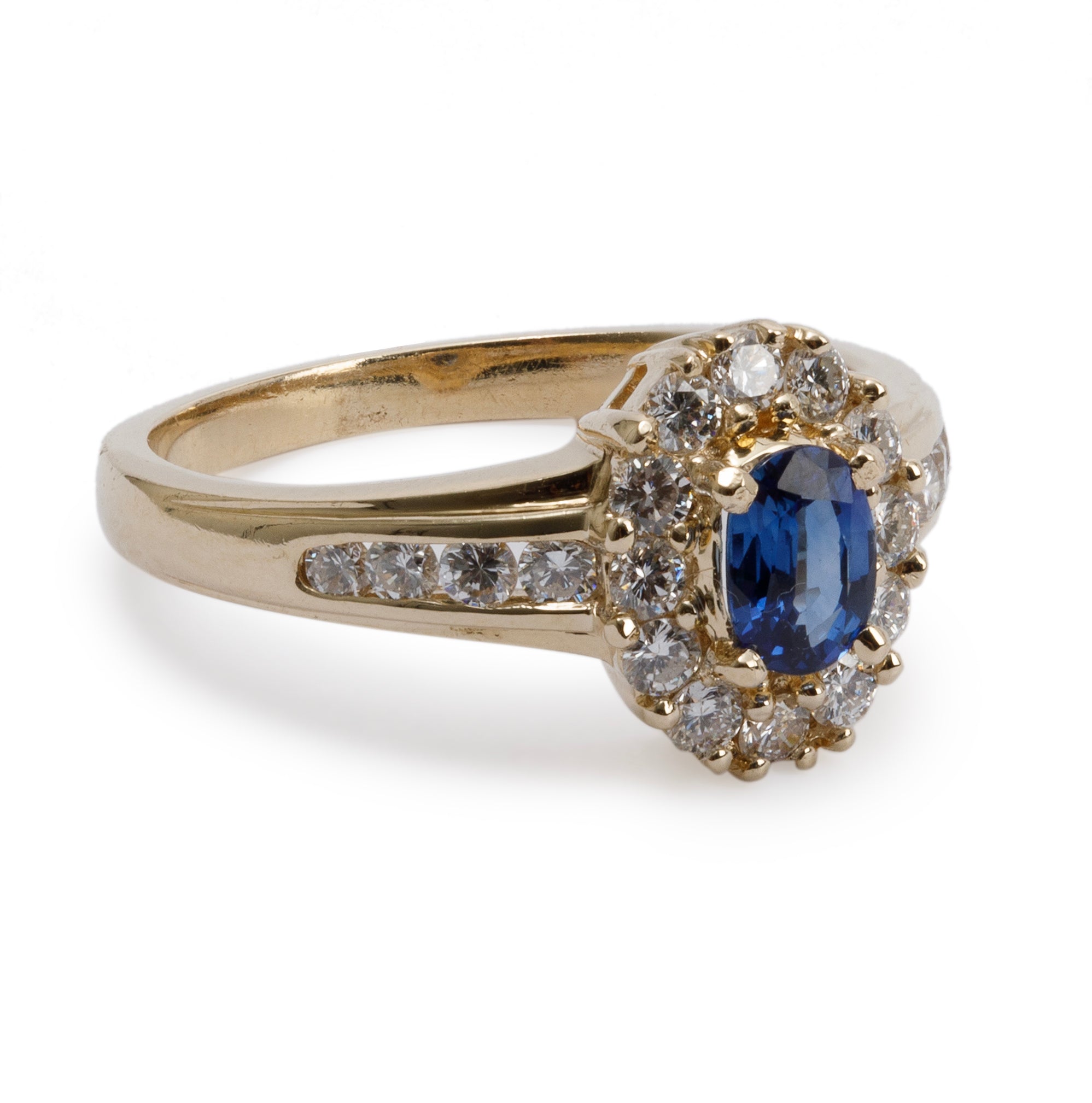 14k Yellow Gold Sapphire & Diamond Cocktail Ring