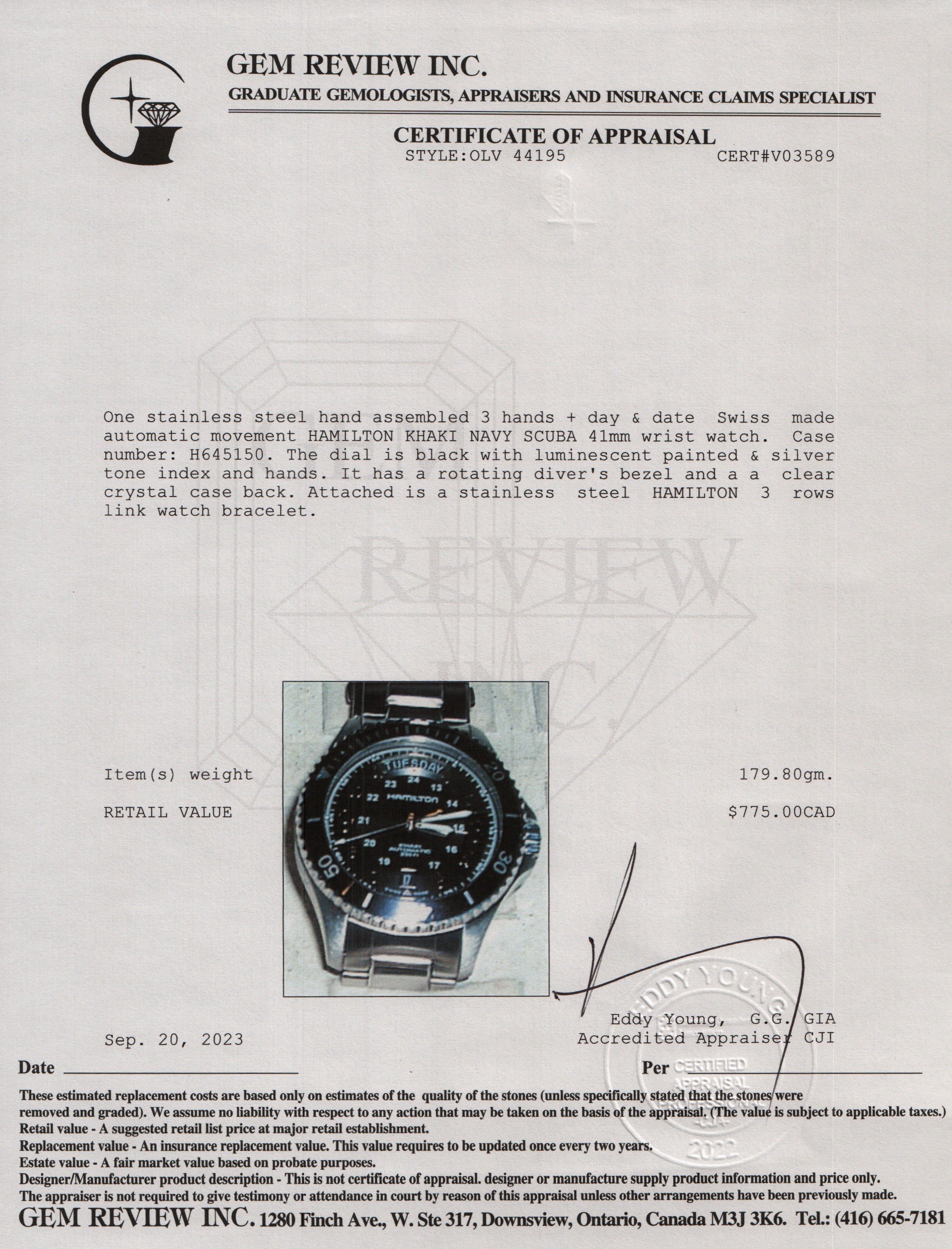 Hamilton Stainless Steel Khaki Navy Scuba Automatic 41 MM Watch