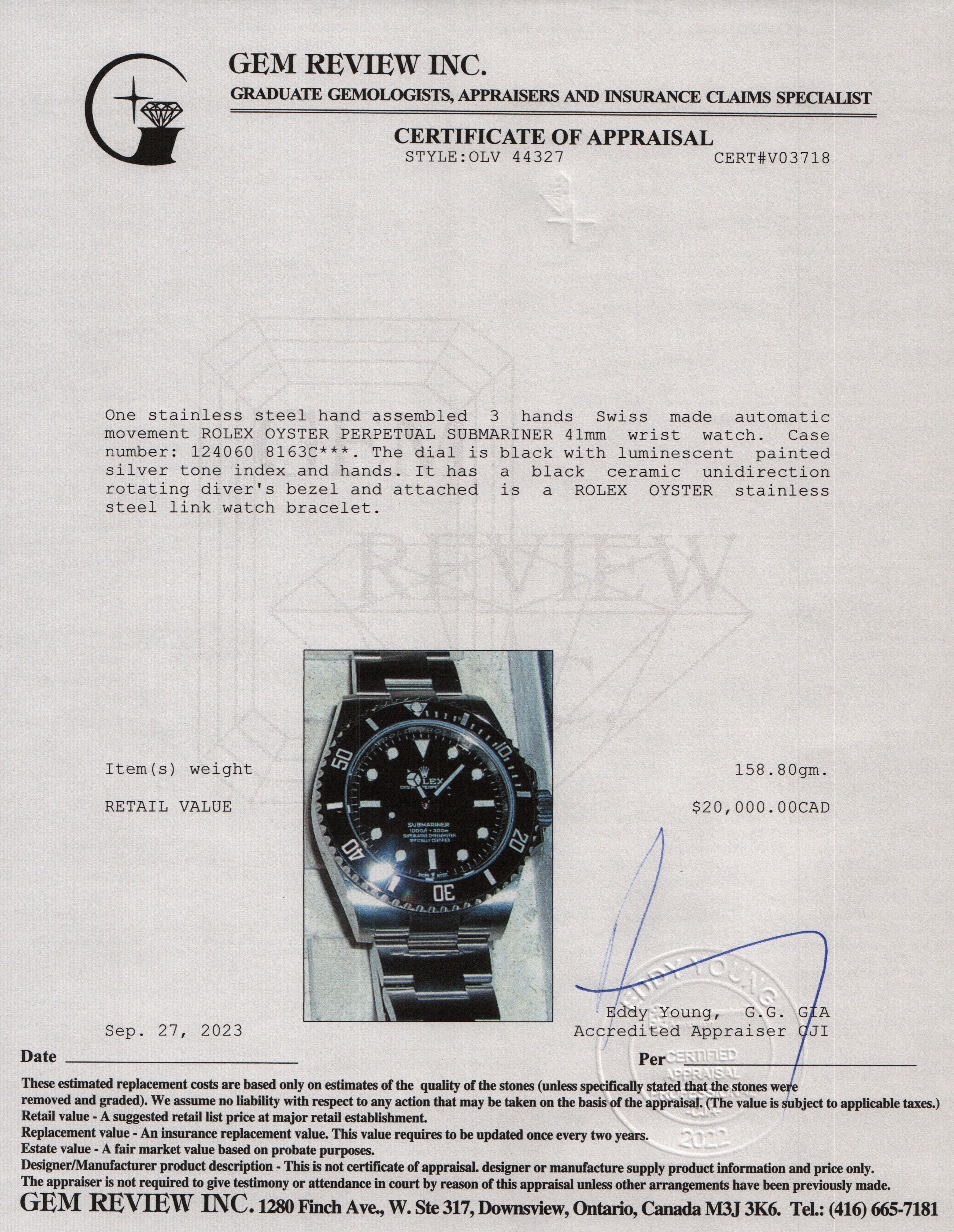 Rolex Stainless Steel Submariner (No Date) 41 MM Watch w/ Box & Papers
