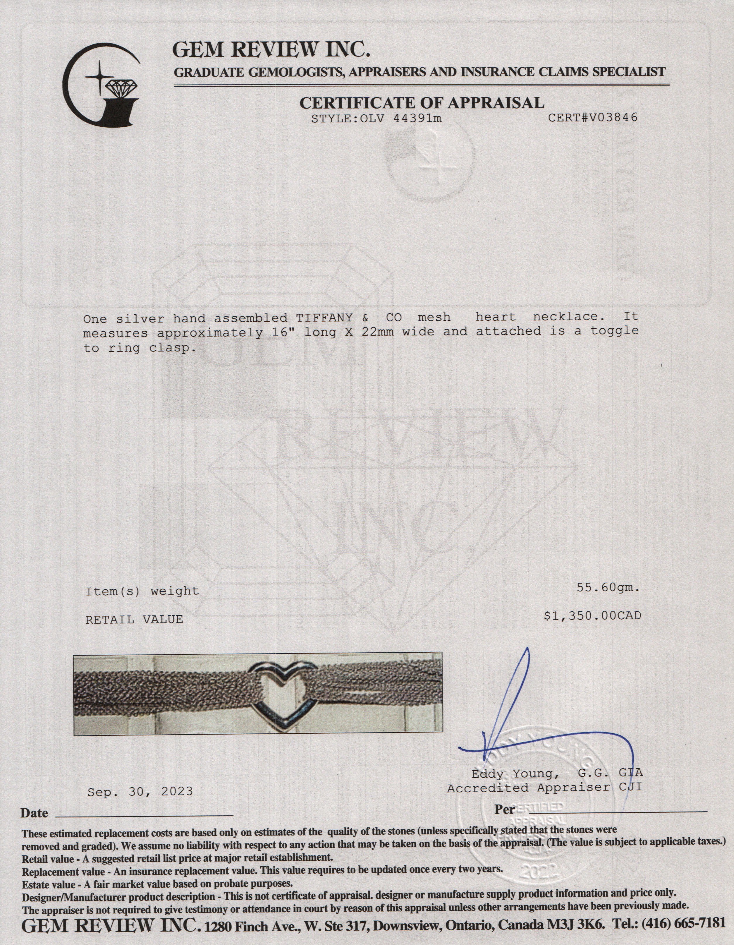 Tiffany & Co. Sterling Silver Mesh Heart Necklace