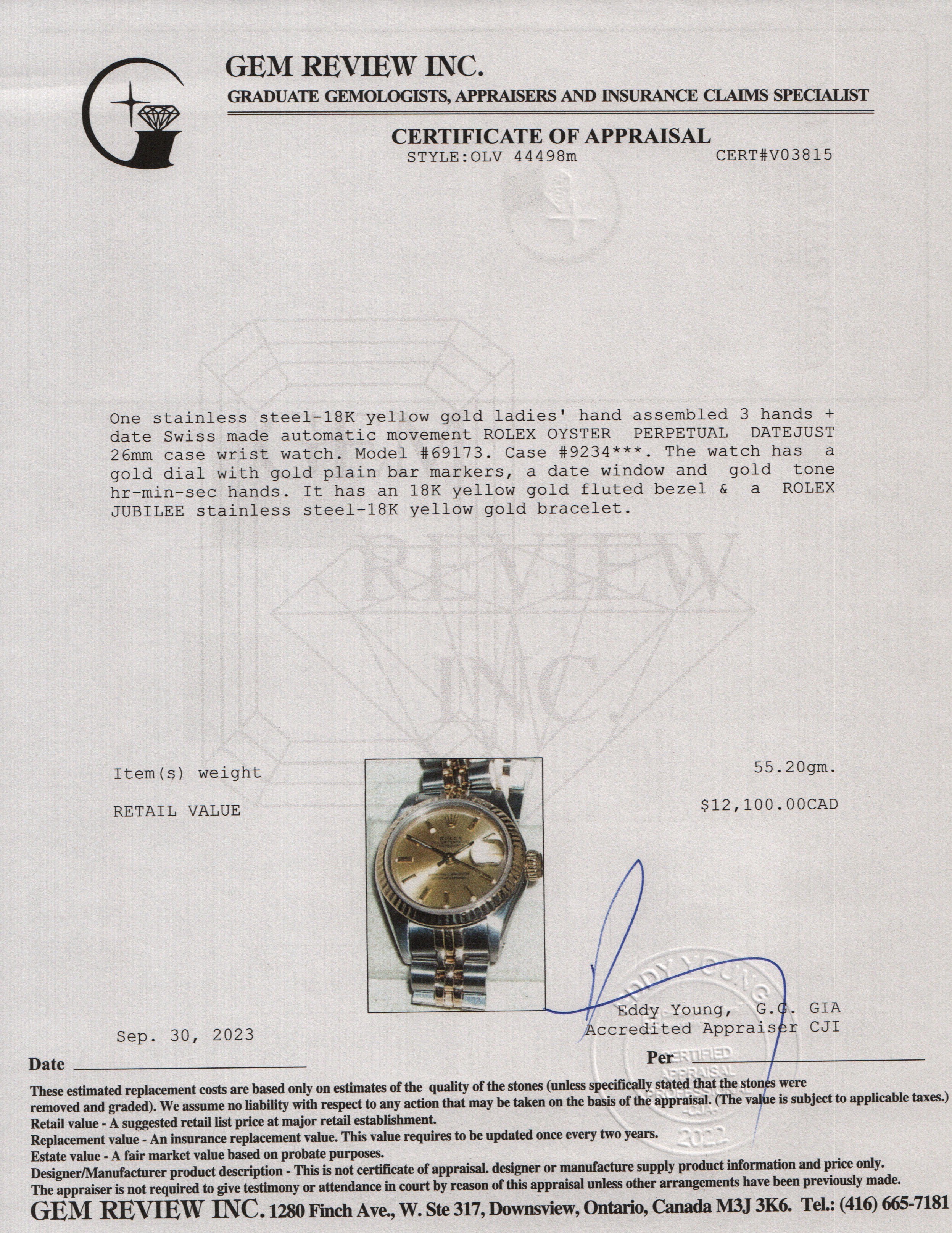 Rolex Stainless Steel & 18k Yellow Gold Datejust 26 mm Watch