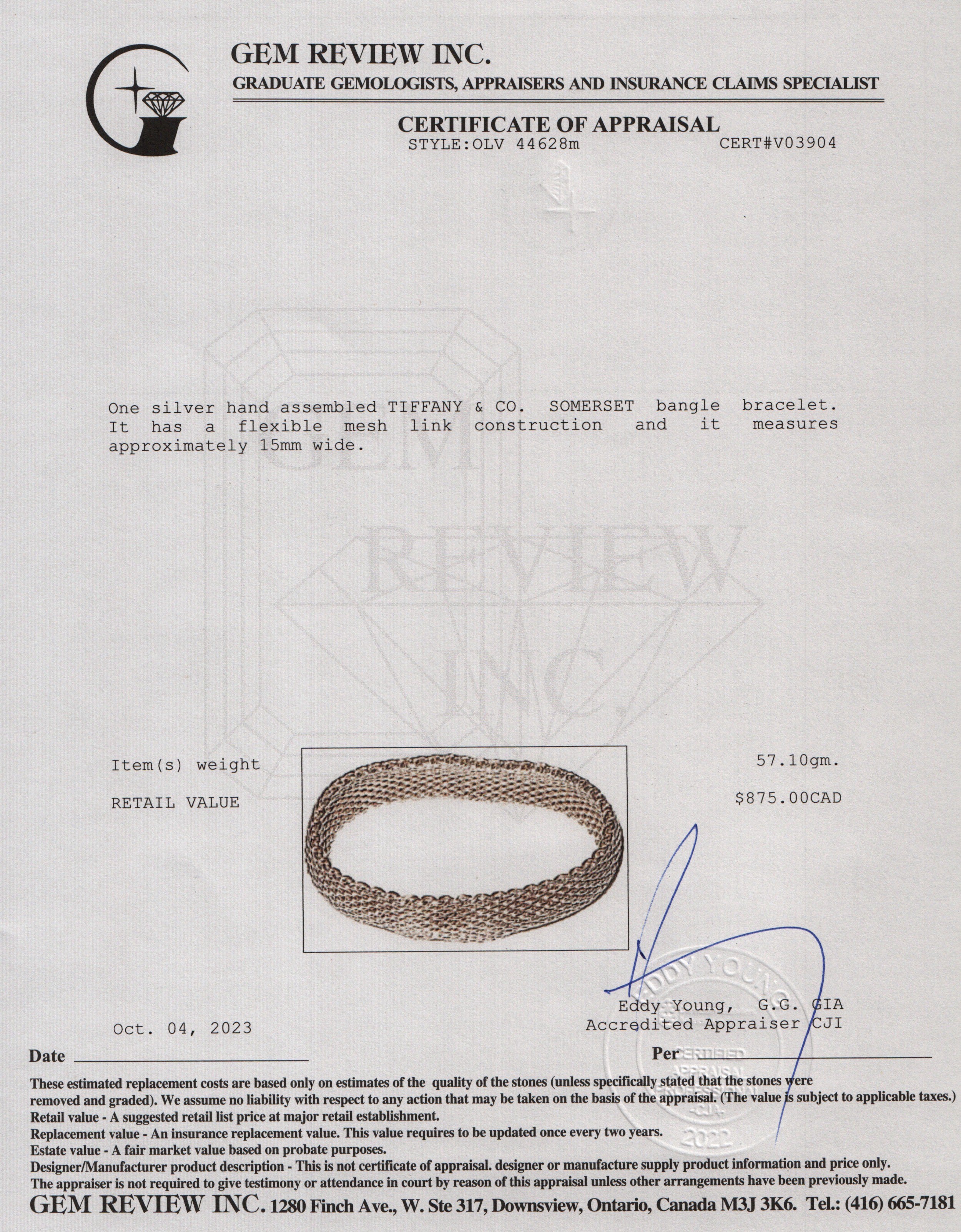 Tiffany & Co. Sterling Silver Somerset Bangle