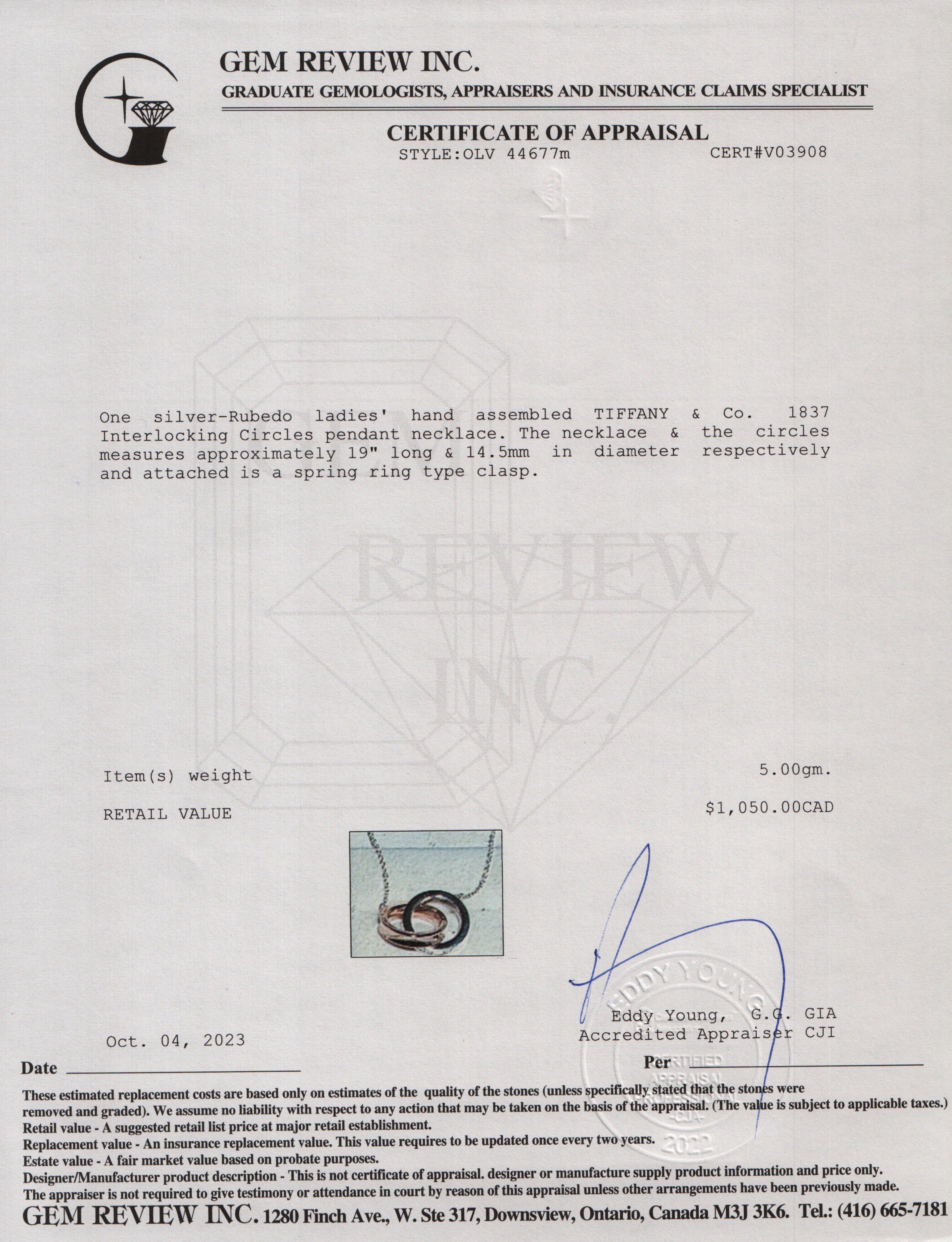 Tiffany & Co. Sterling Silver & Rubedo Metal 1837 Interlocking Circles Pendant Necklace