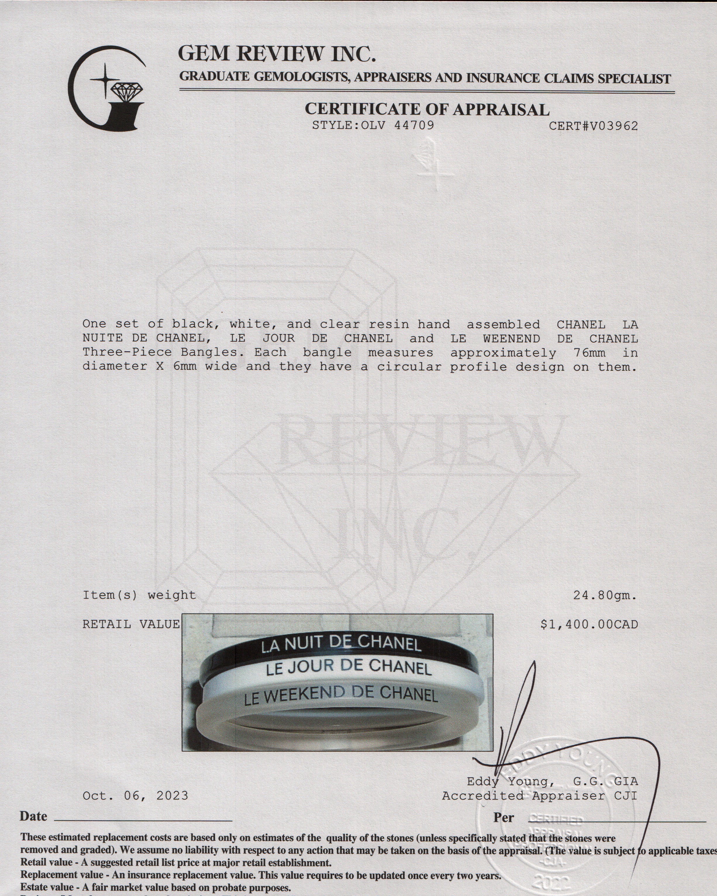 Chanel Black, White & Clear Resin Le Weekend Three-Piece Bangle Set