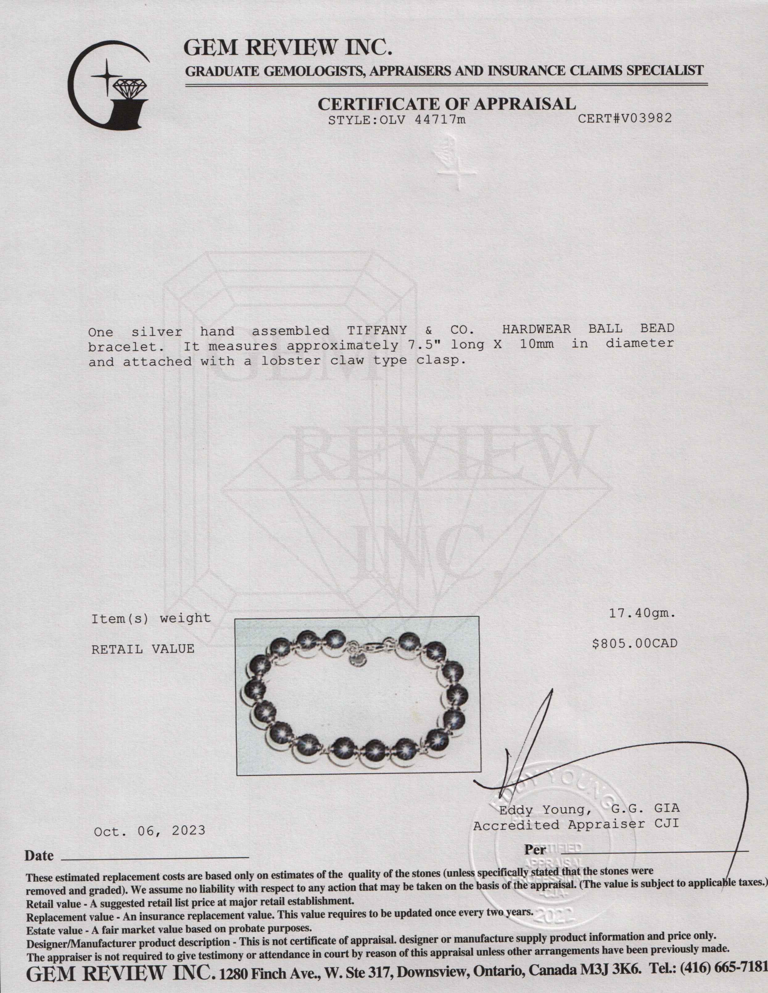 Tiffany & Co. Sterling Silver 10 mm HardWear Ball Bracelet