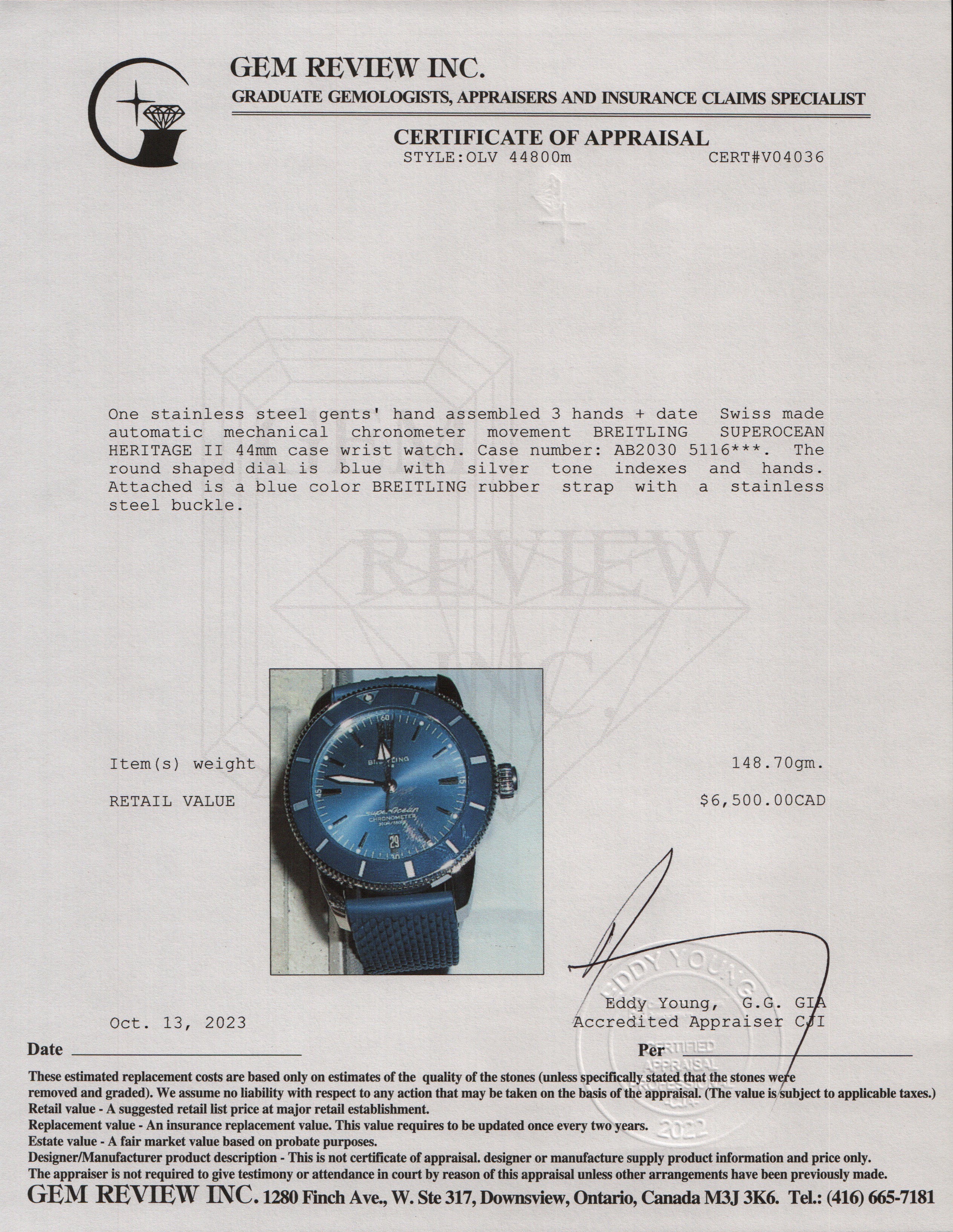Breitling Stainless Steel Superocean Heritage II 44 MM Auotomatic Watch