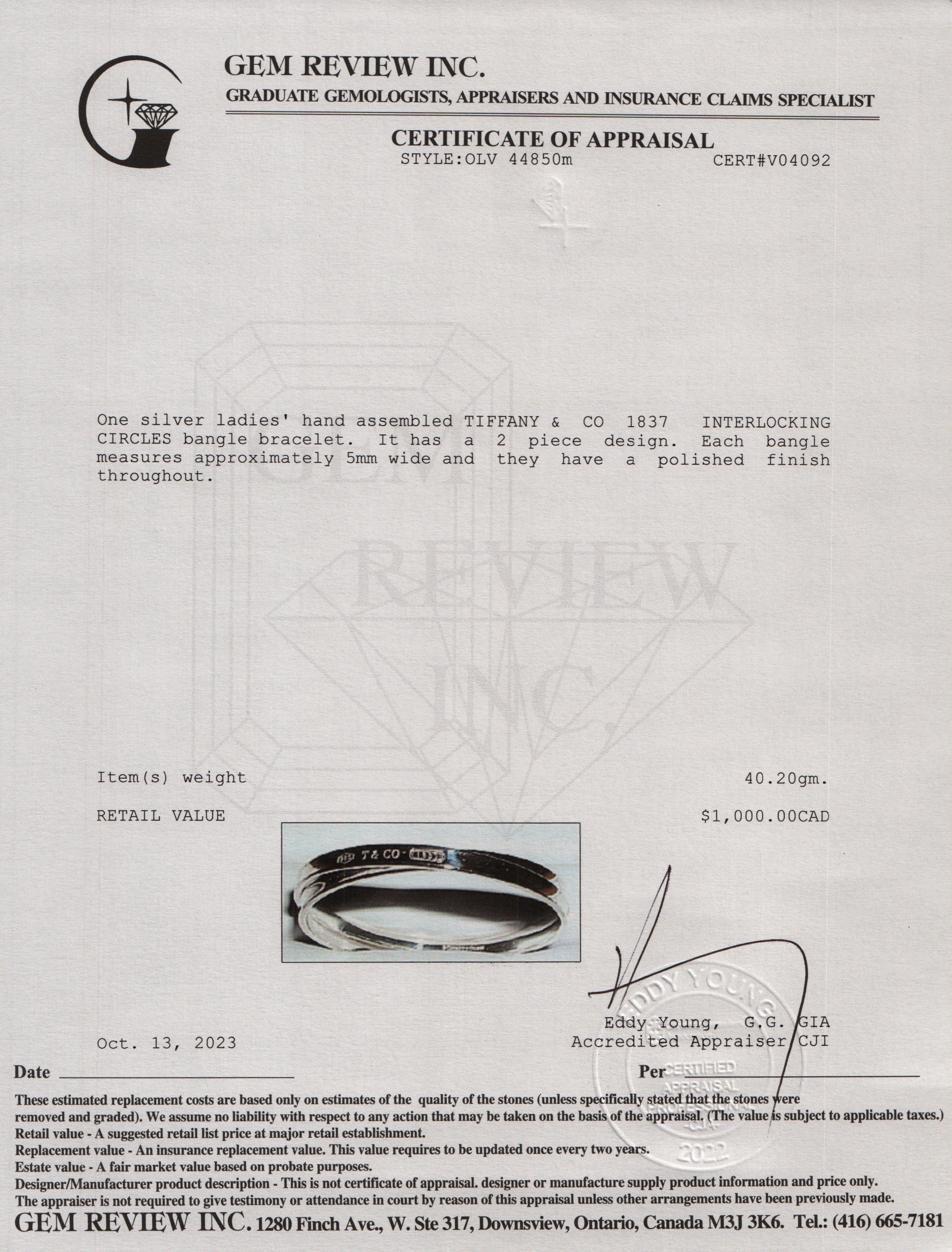 Tiffany & Co. Sterling Silver 1837 Interlocking Circles Bangle