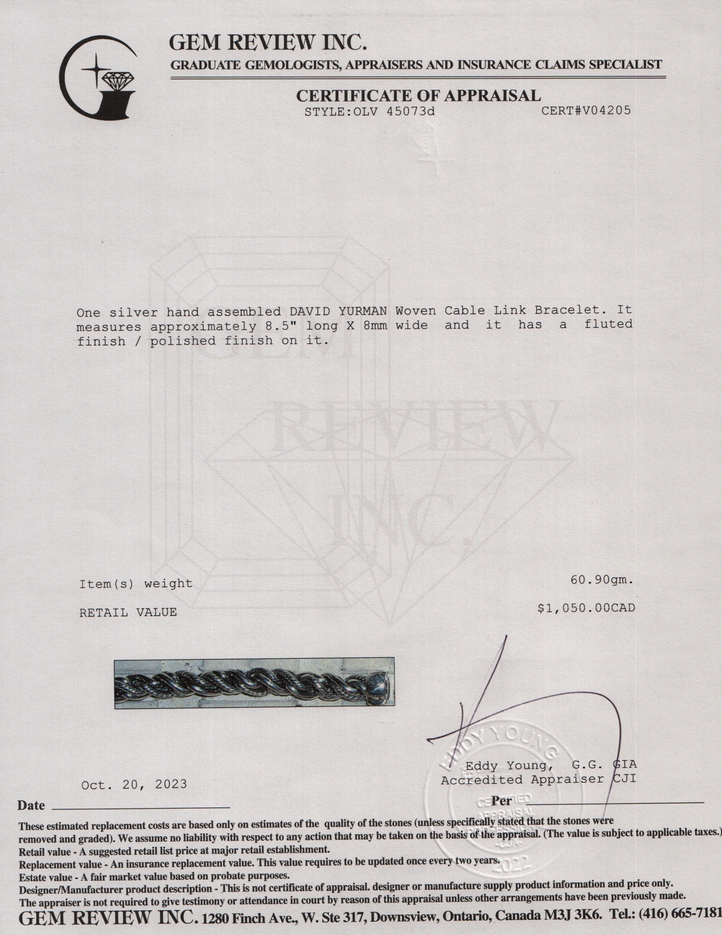 David Yurman Sterling Silver Woven Cable Bracelet, 8 MM