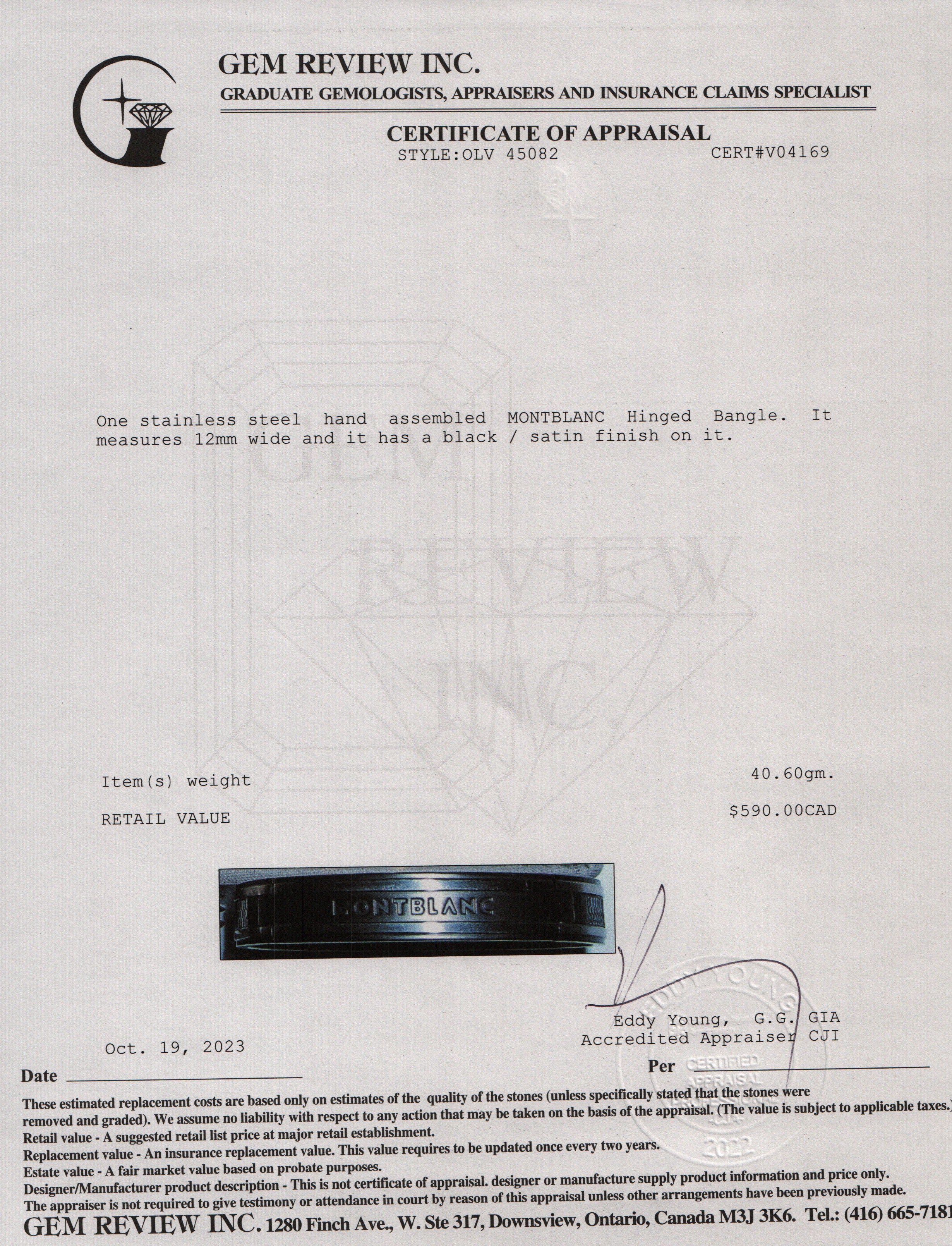 Montblanc Stainless Steel Hinged Bangle