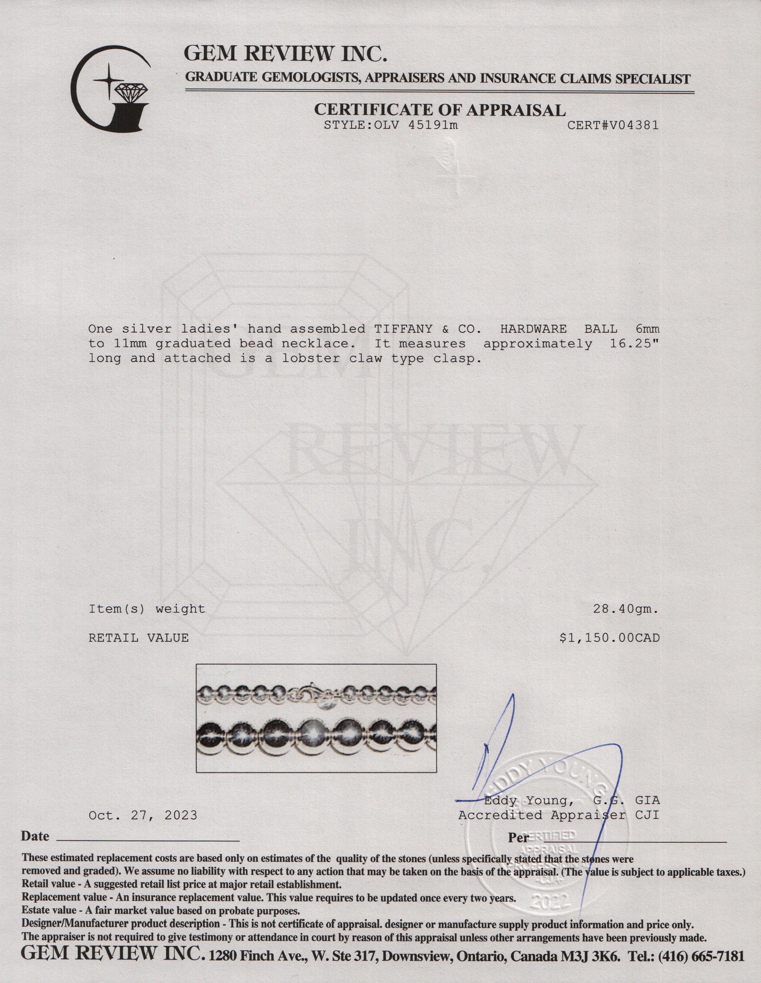 Tiffany & Co. Sterling Silver HardWear Graduated Ball Necklace