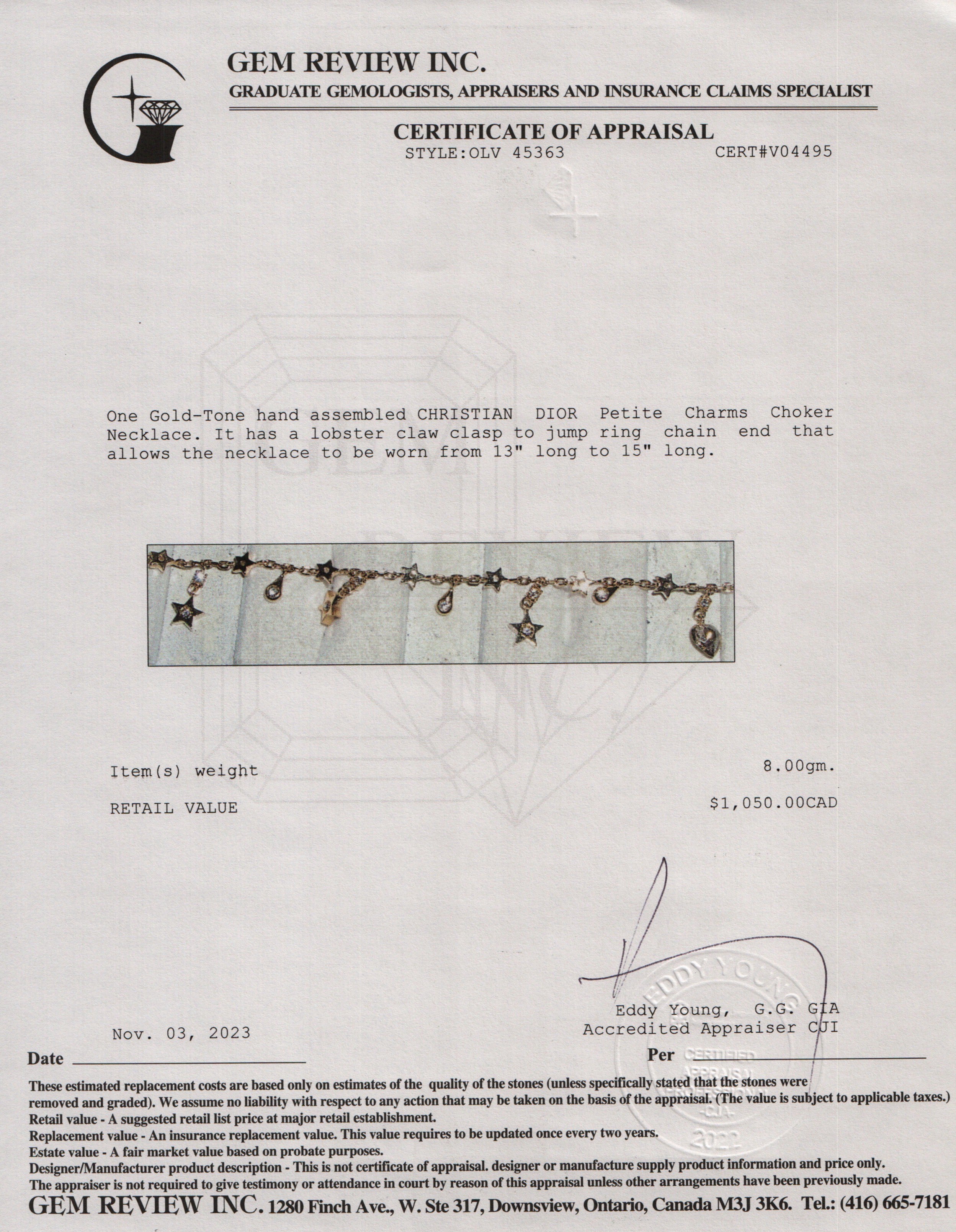 Christian Dior Gold-Tone Petite Charms Choker Necklace