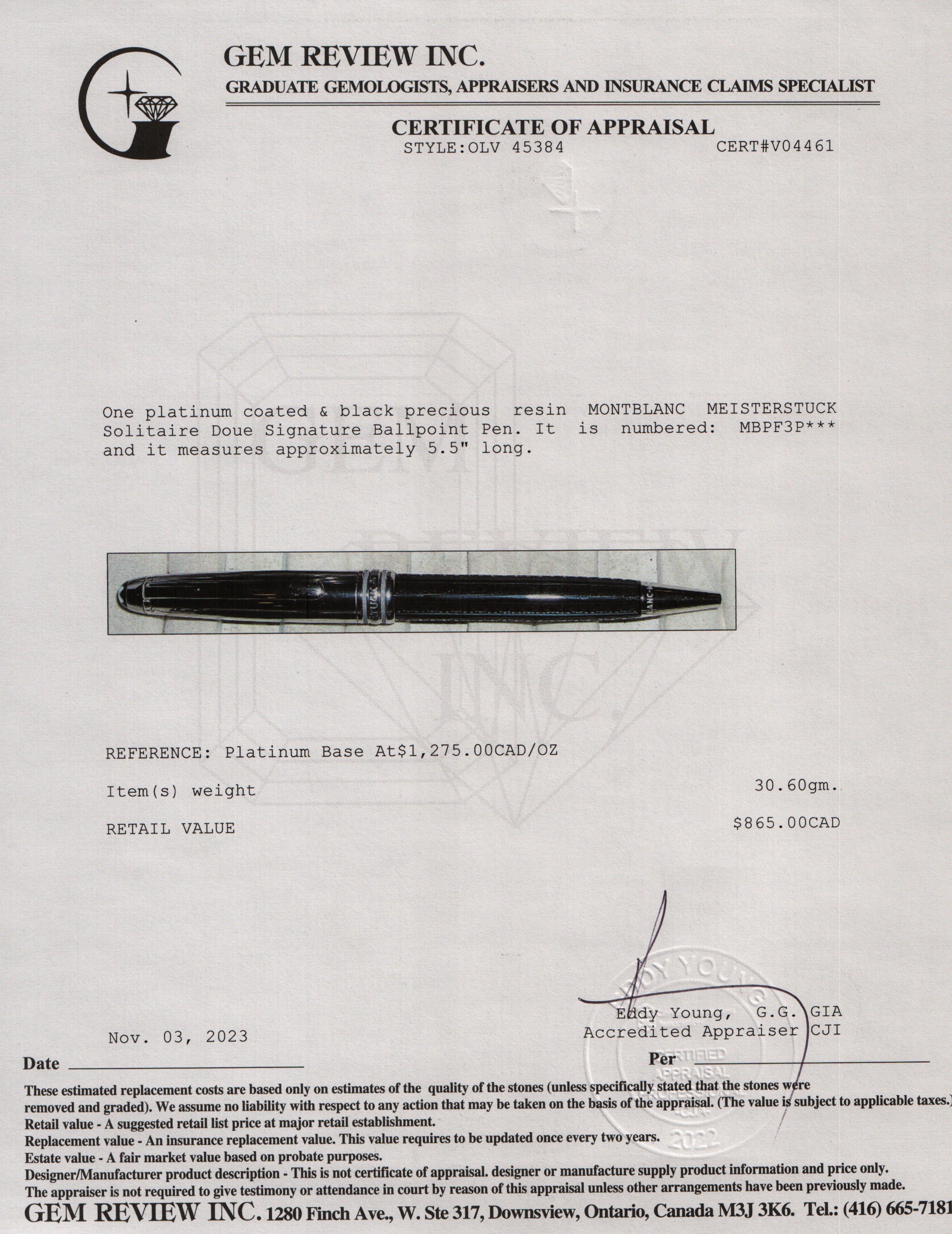 Montblanc Meisterstuck Solitaire Doue Signum Ballpoint Pen