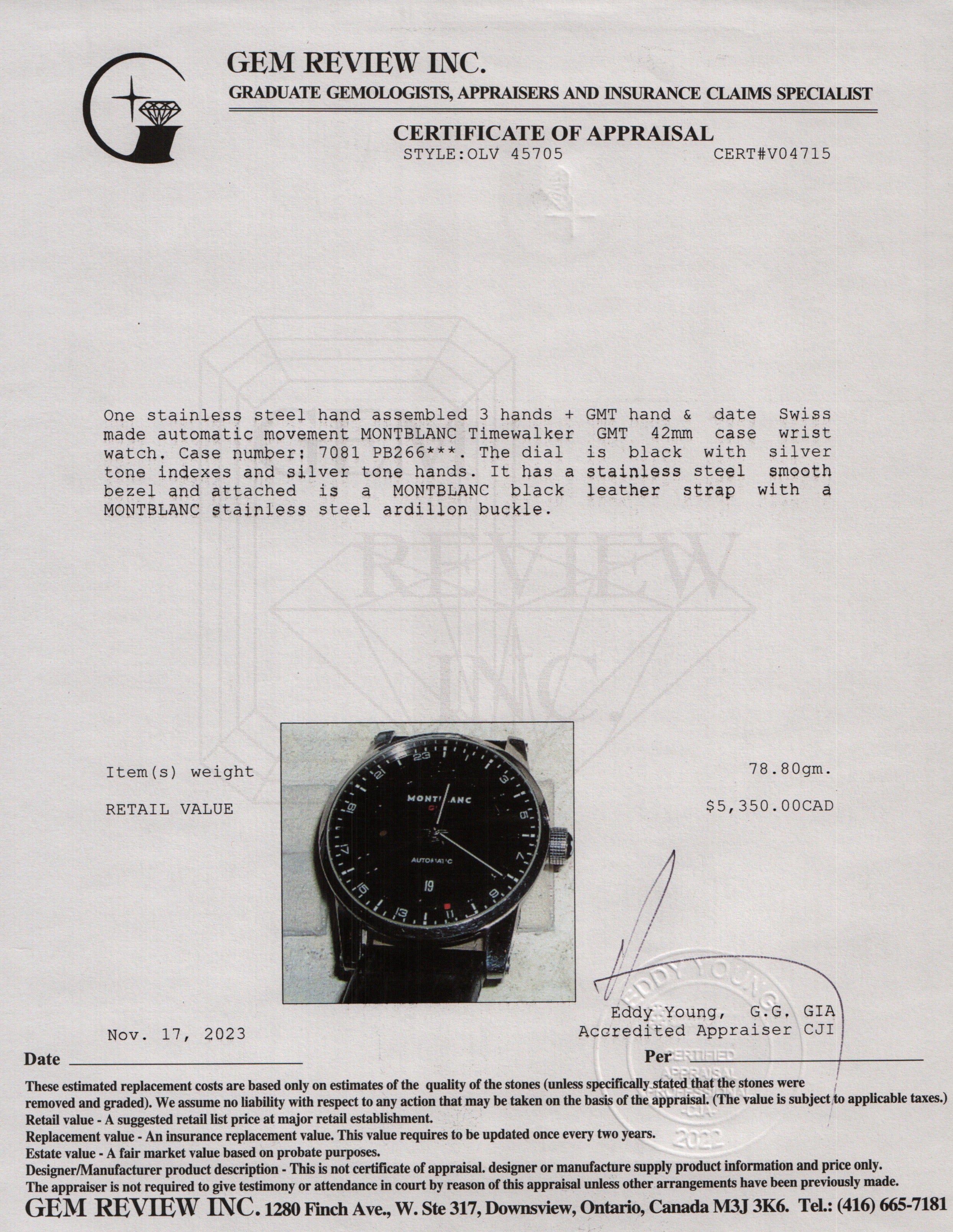 Montblanc Stainless Steel Timewalker GMT 42 MM Automatic Watch w/ Box