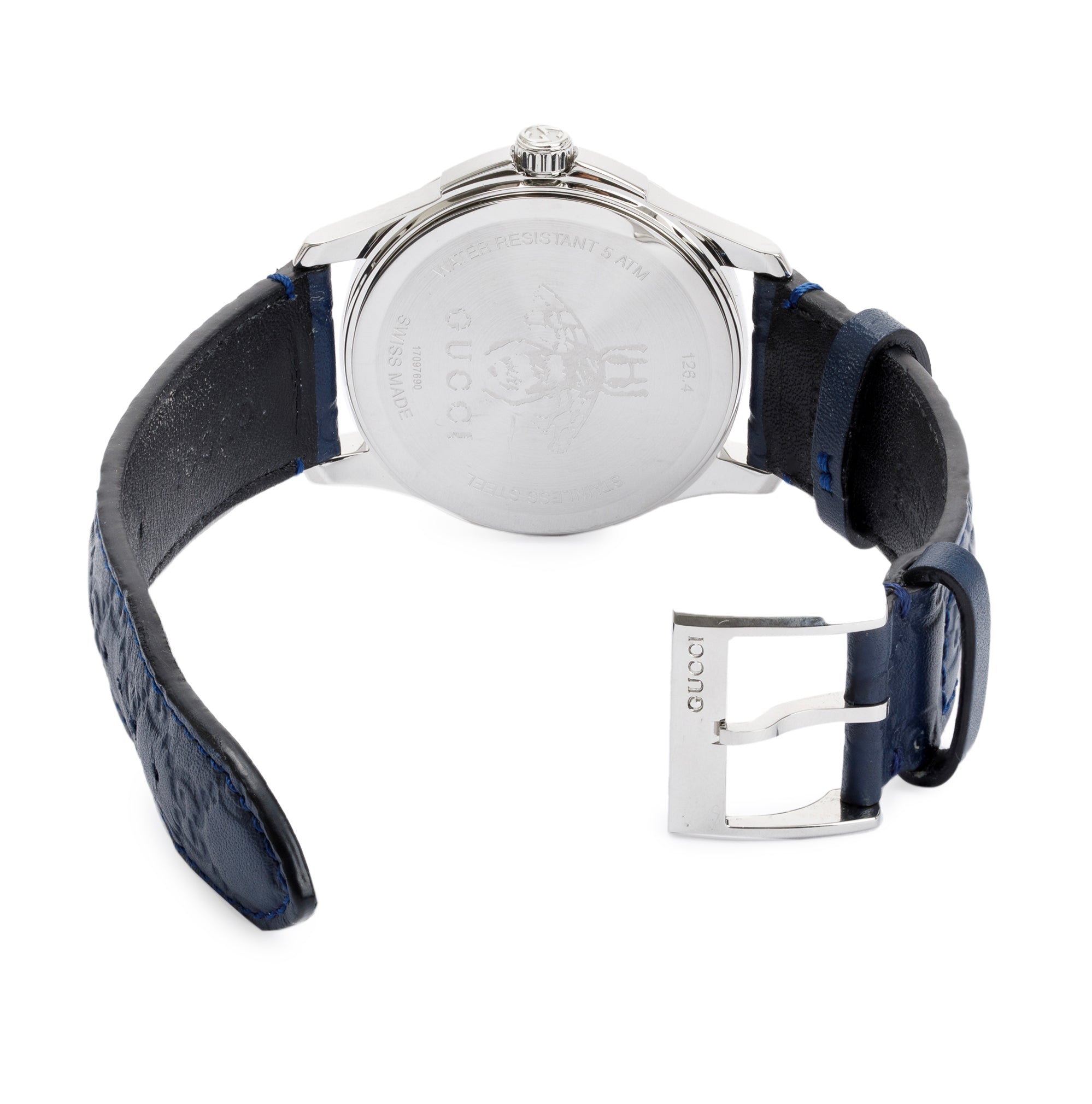 Gucci Stainless Steel G-Timeless 38MM Navy Signature Leather Watch w/ Case