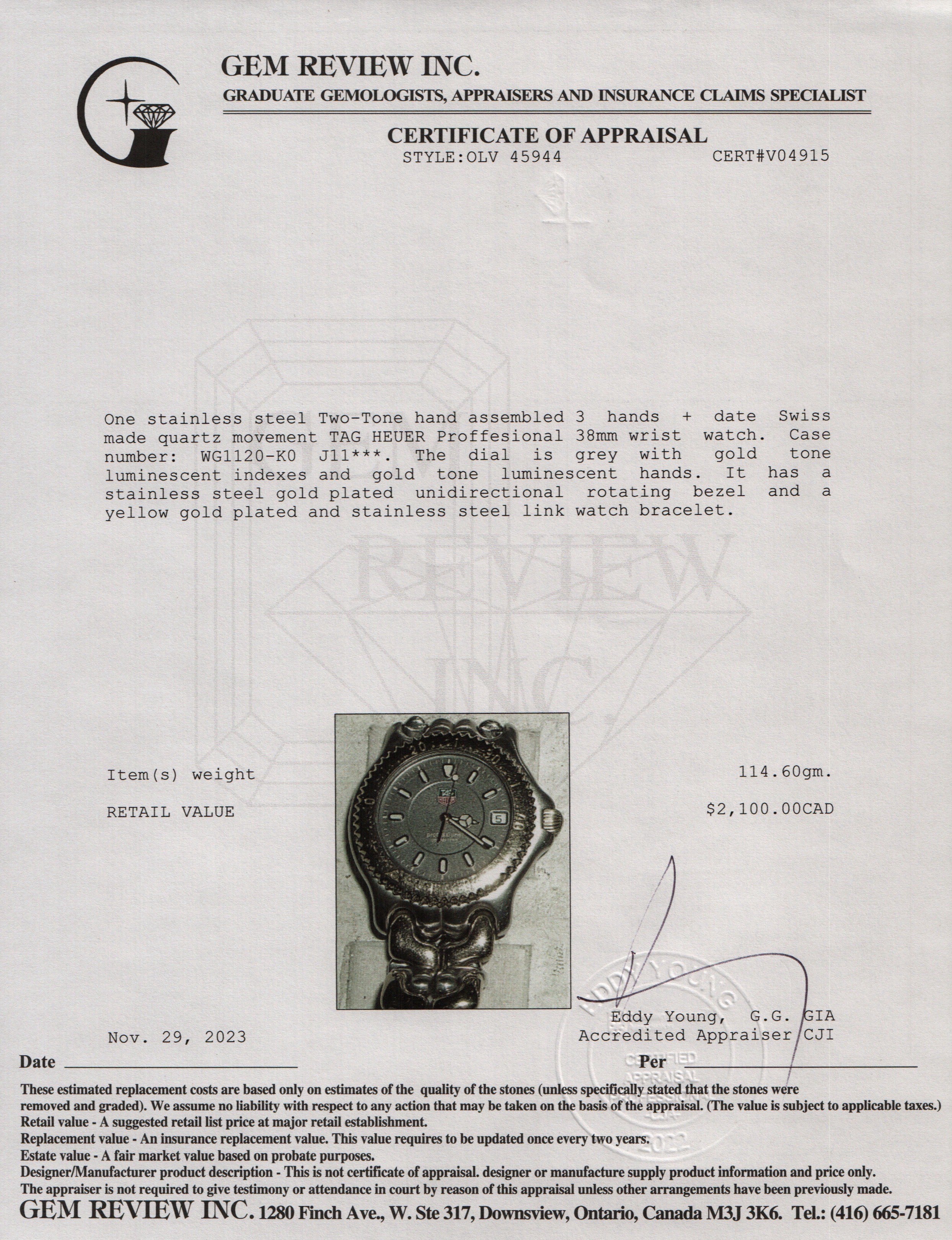 Tag Heuer Two-Tone Stainless Steel Professional Link 38MM Watch