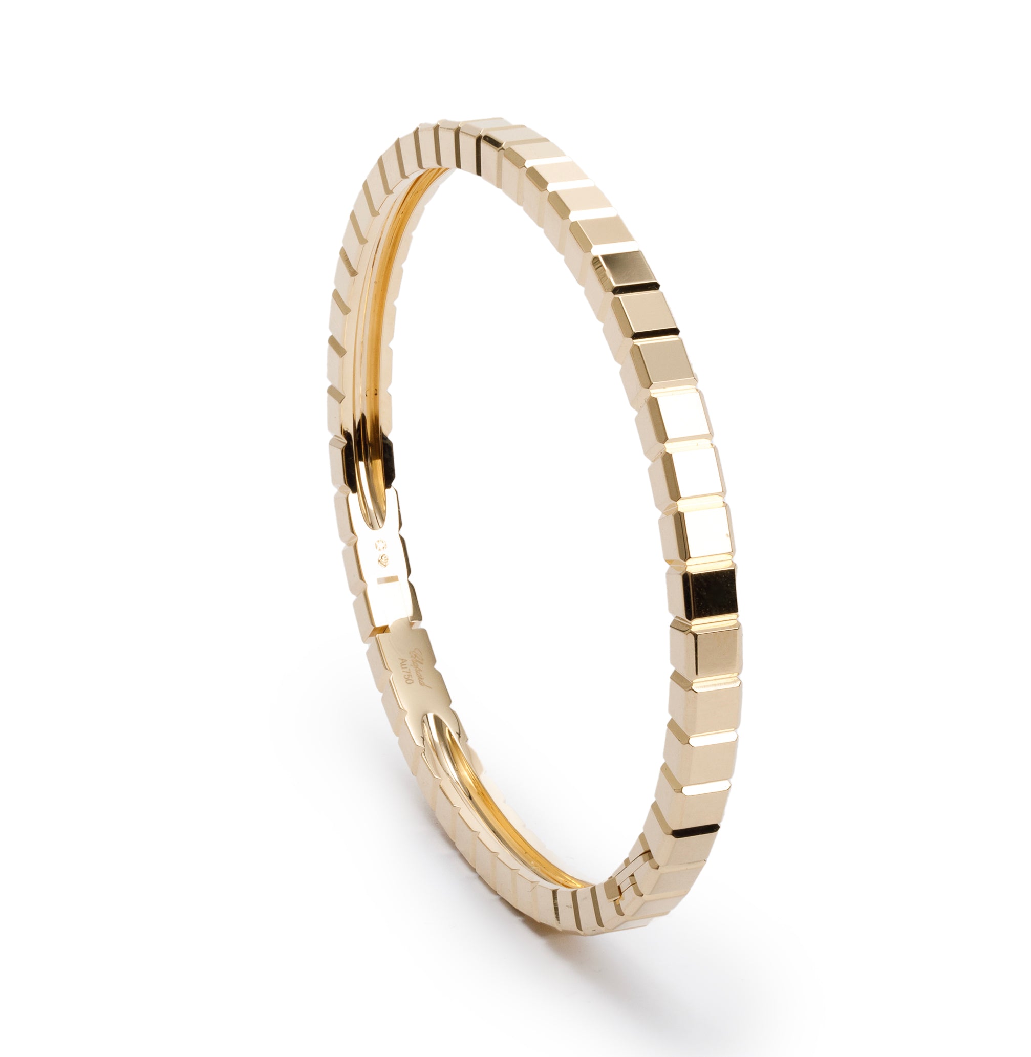Chopard 18k Yellow Gold Ice Cube Wide Bangle w/ Box & Certificate