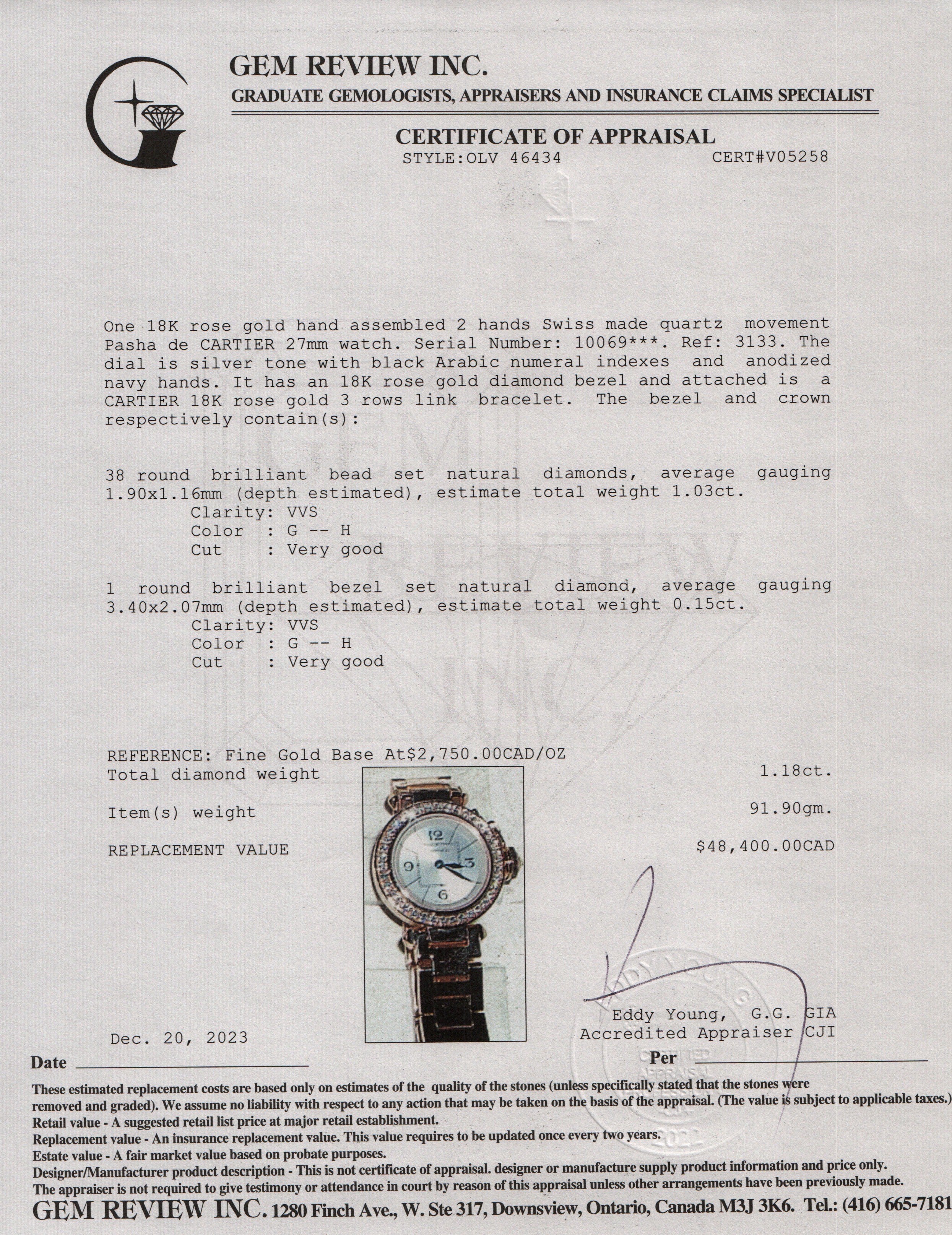 Cartier 18k Rose Gold Diamond Mini Miss Pasha 27 MM Watch