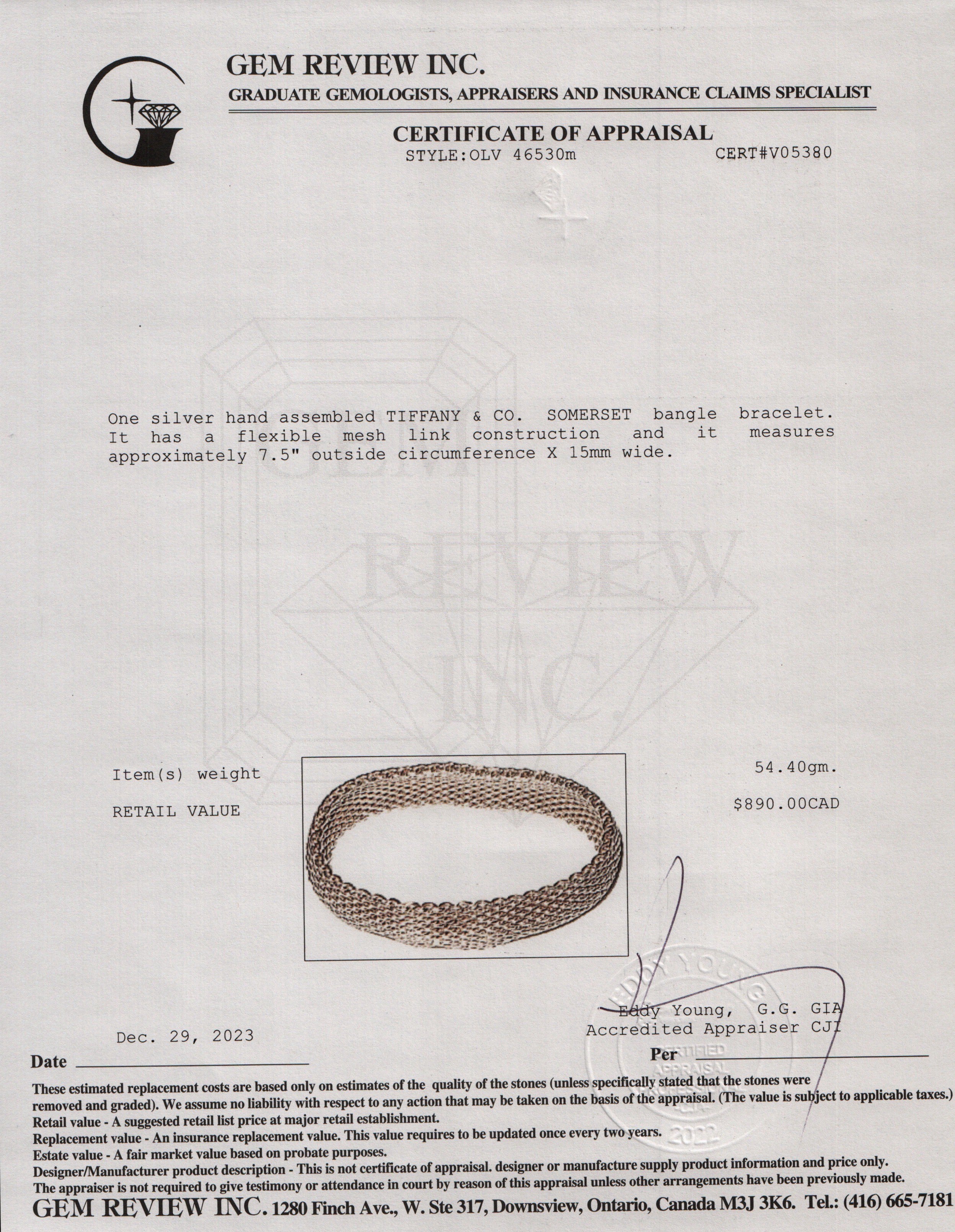 Tiffany & Co. Sterling Silver Somerset Bangle