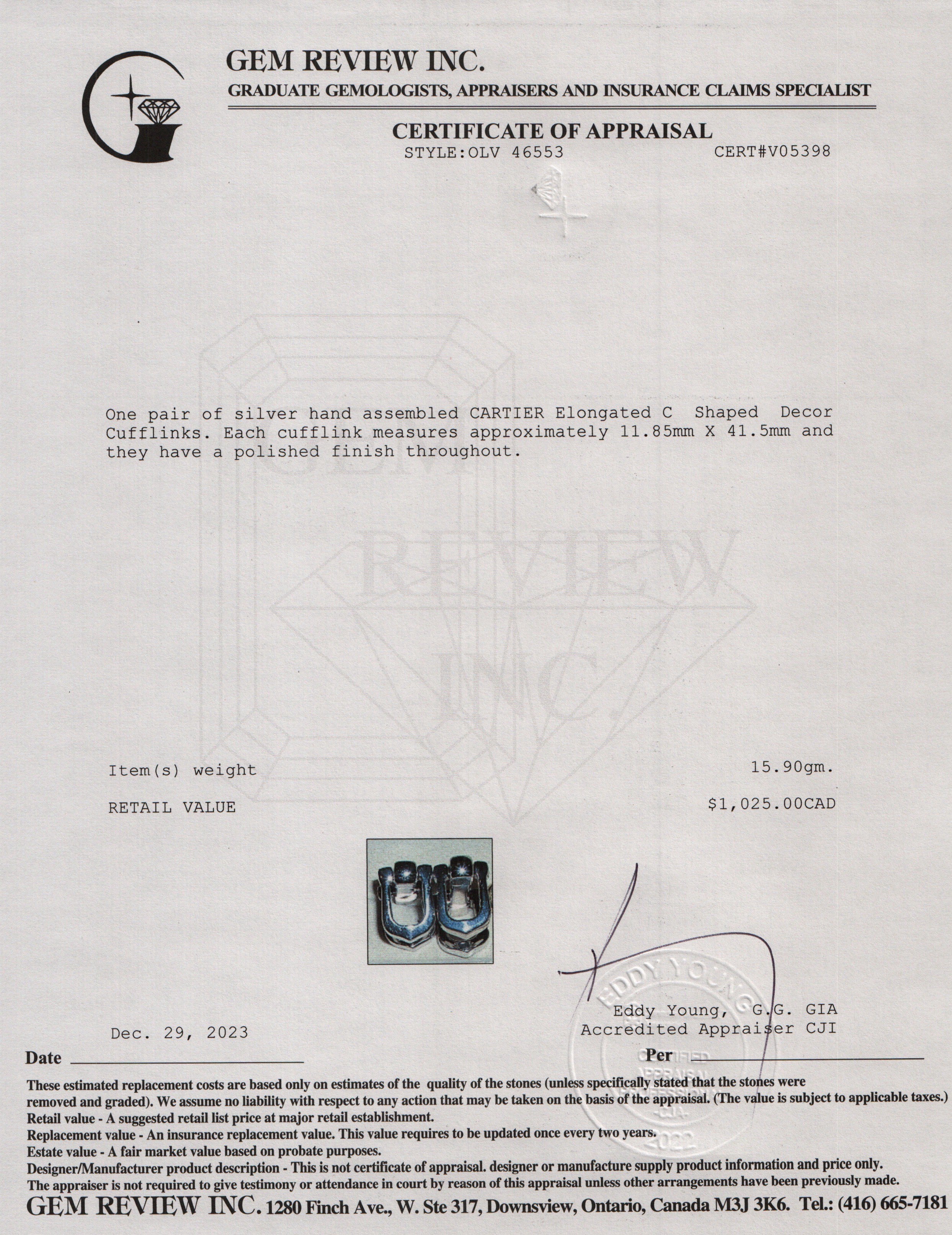 Hermes Sterling Silver Eclipse Cufflinks