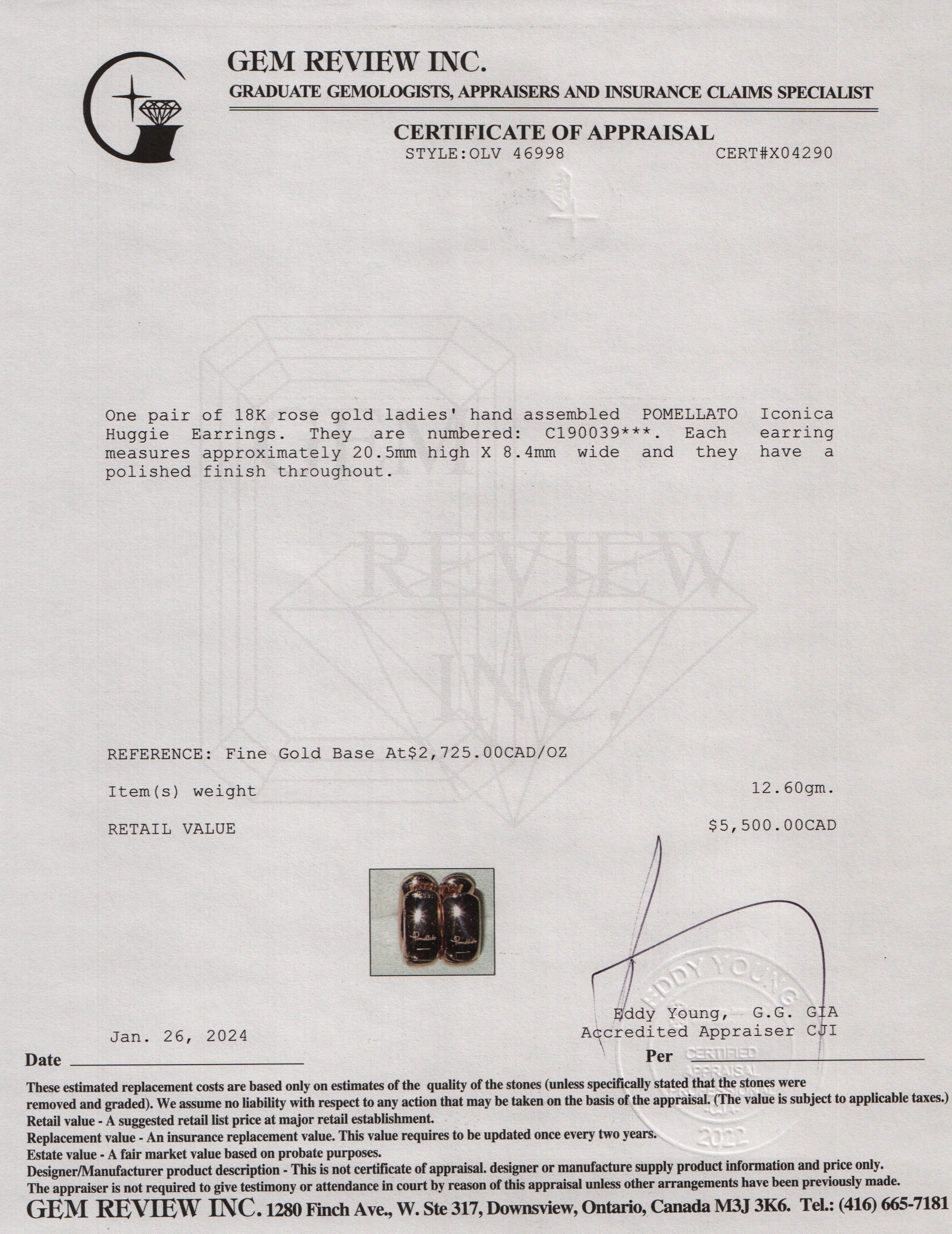 Pomellato 18k Rose Gold Iconica Huggie Earrings w/ Box