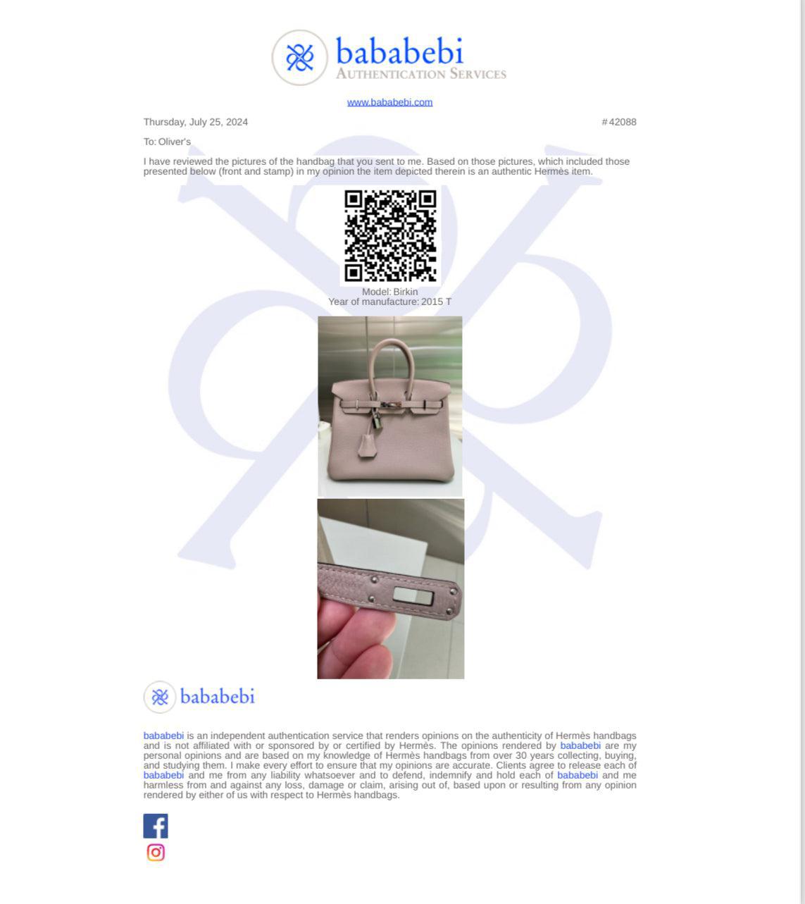 Hermes Gris Asphalte Togo Birkin 25