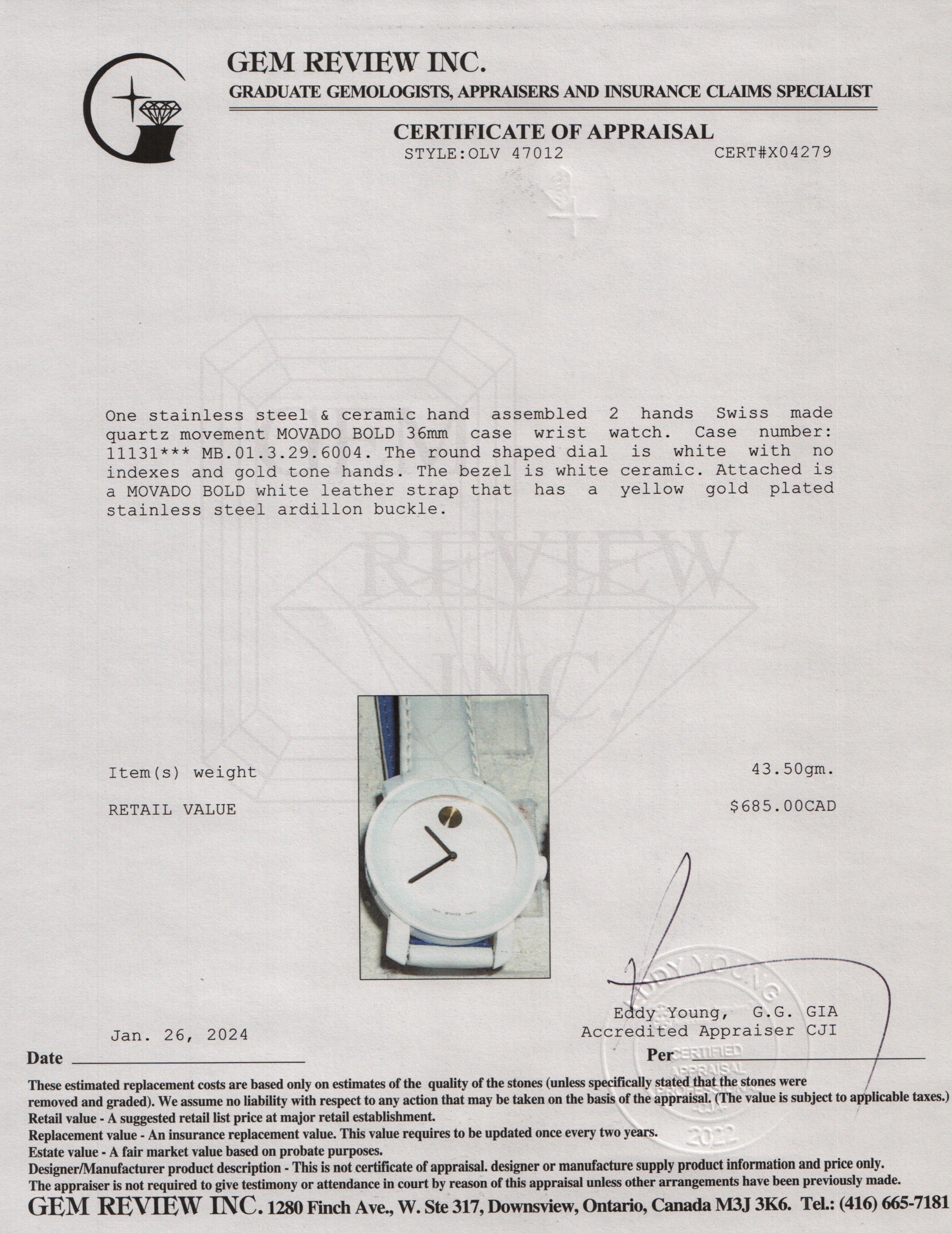 Movado Stainless Steel Bold 36 MM Quartz Watch