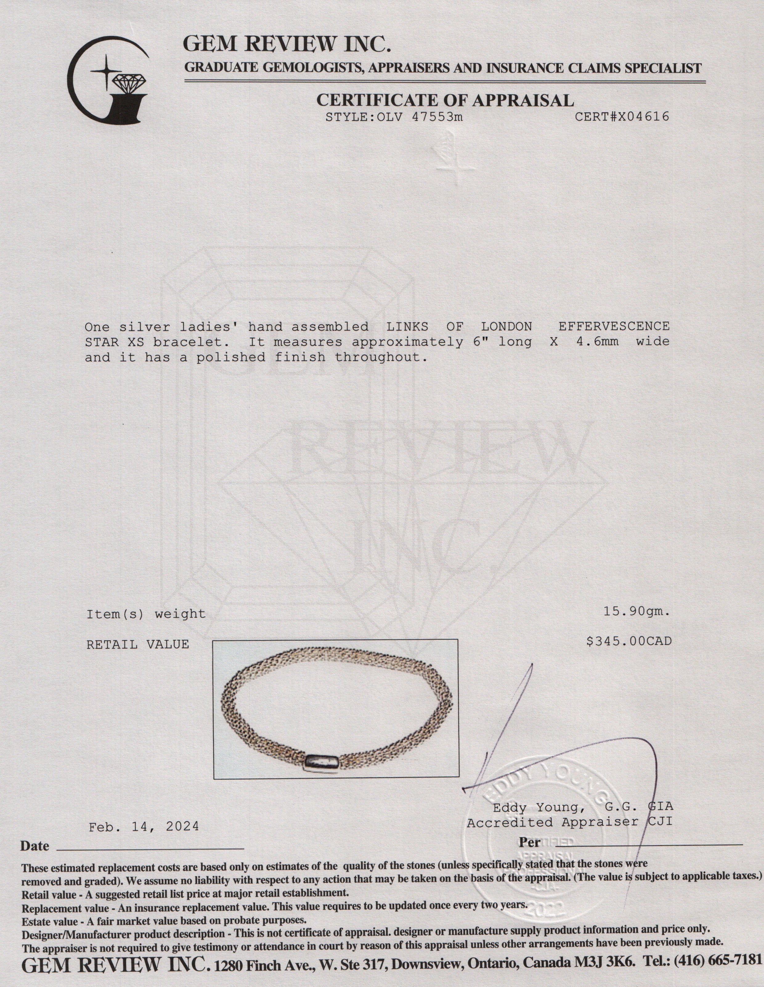 Links of London Sterling Silver Effervescence XS Bracelet w/ Box