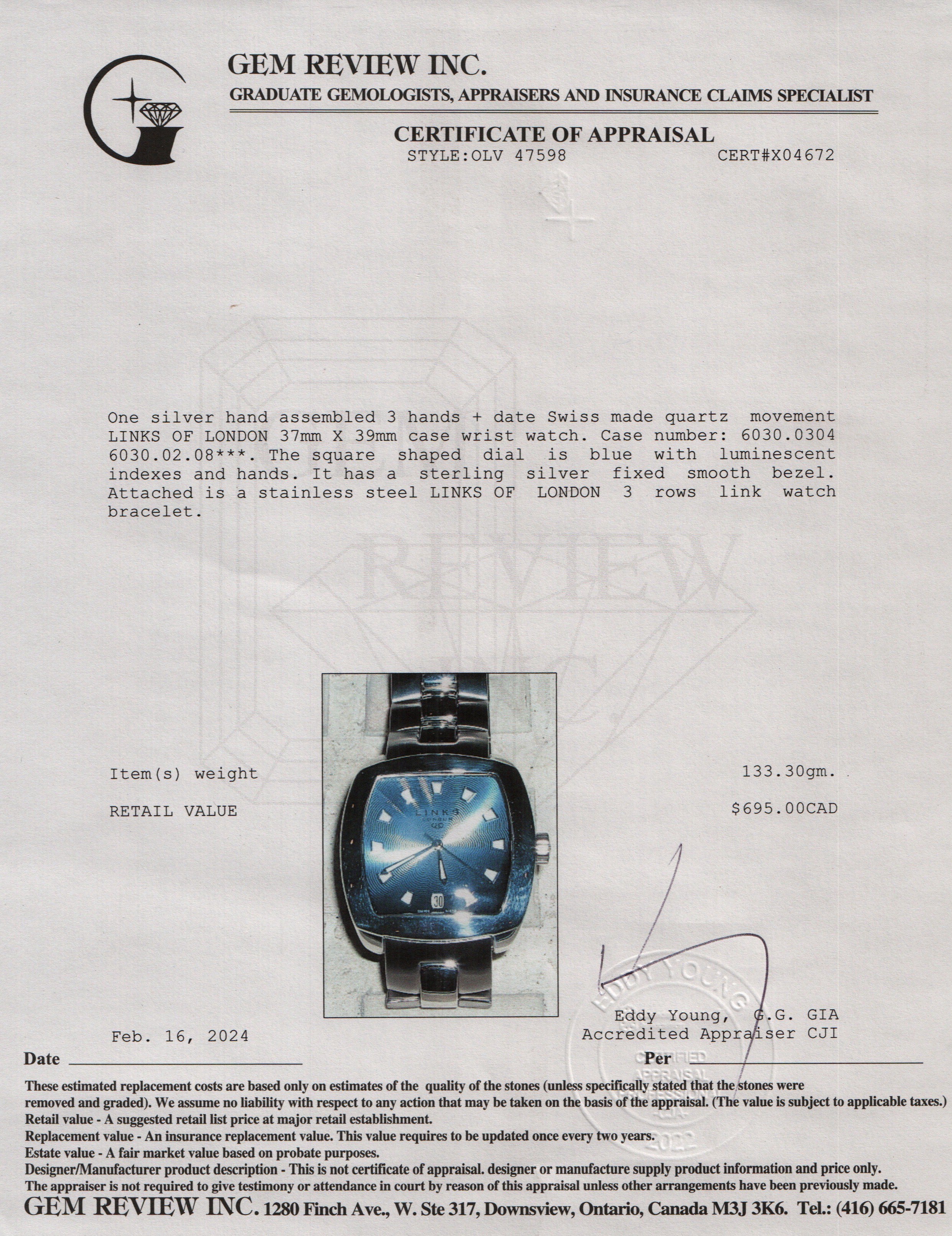 Links of London Stainless Steel & Sterling Silver 37 MM Watch