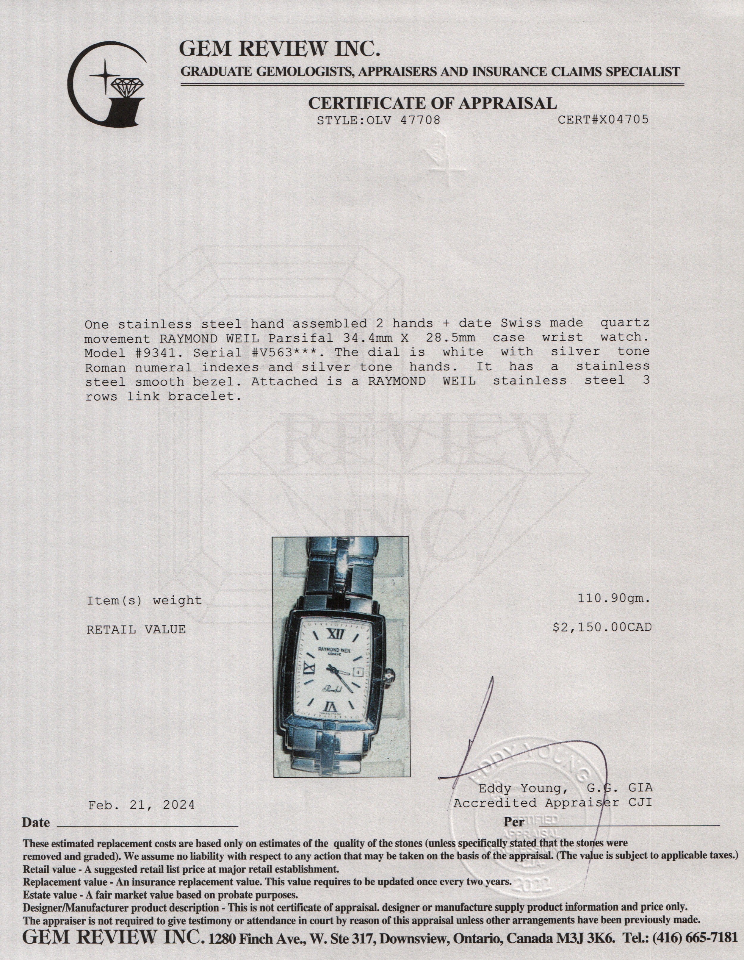 Raymond Weil Stainless Steel Parsifal Watch