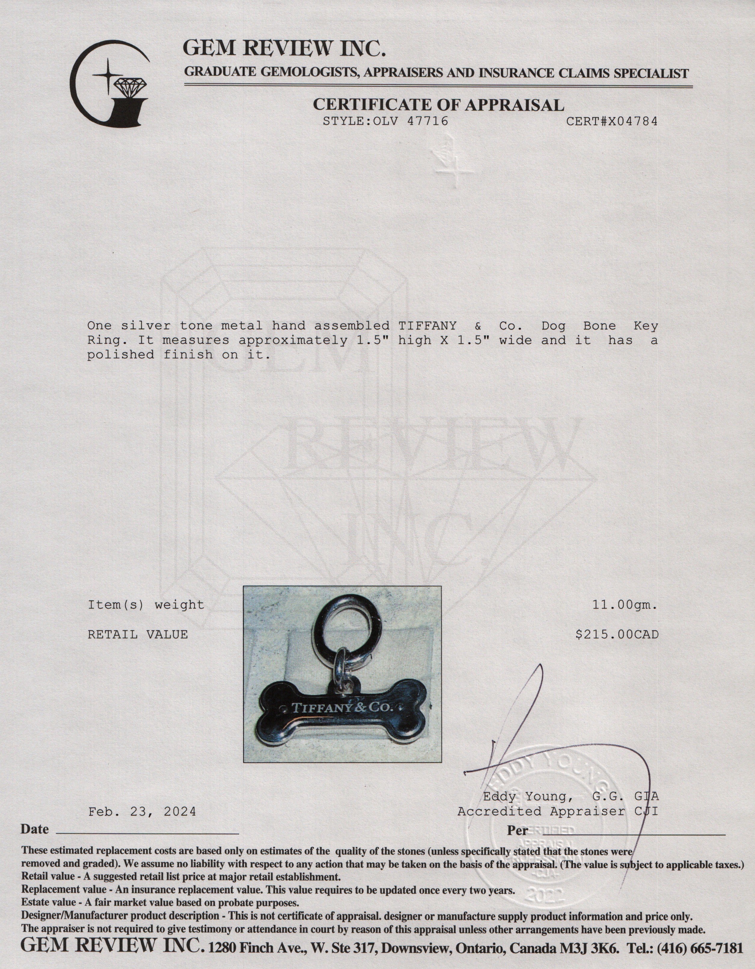 Tiffany & Co. Silver-Tone Metal Dog Bone Key Ring