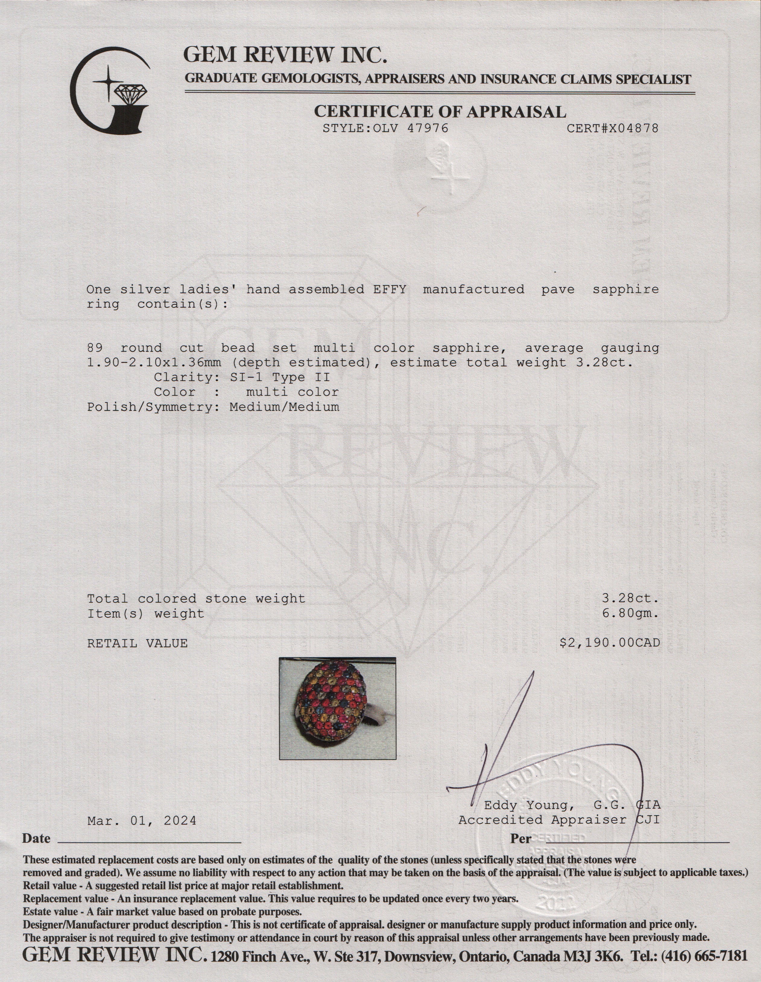 Effy Mosaic Sterling Silver Multi-Sapphire Cocktail Ring, Size 7