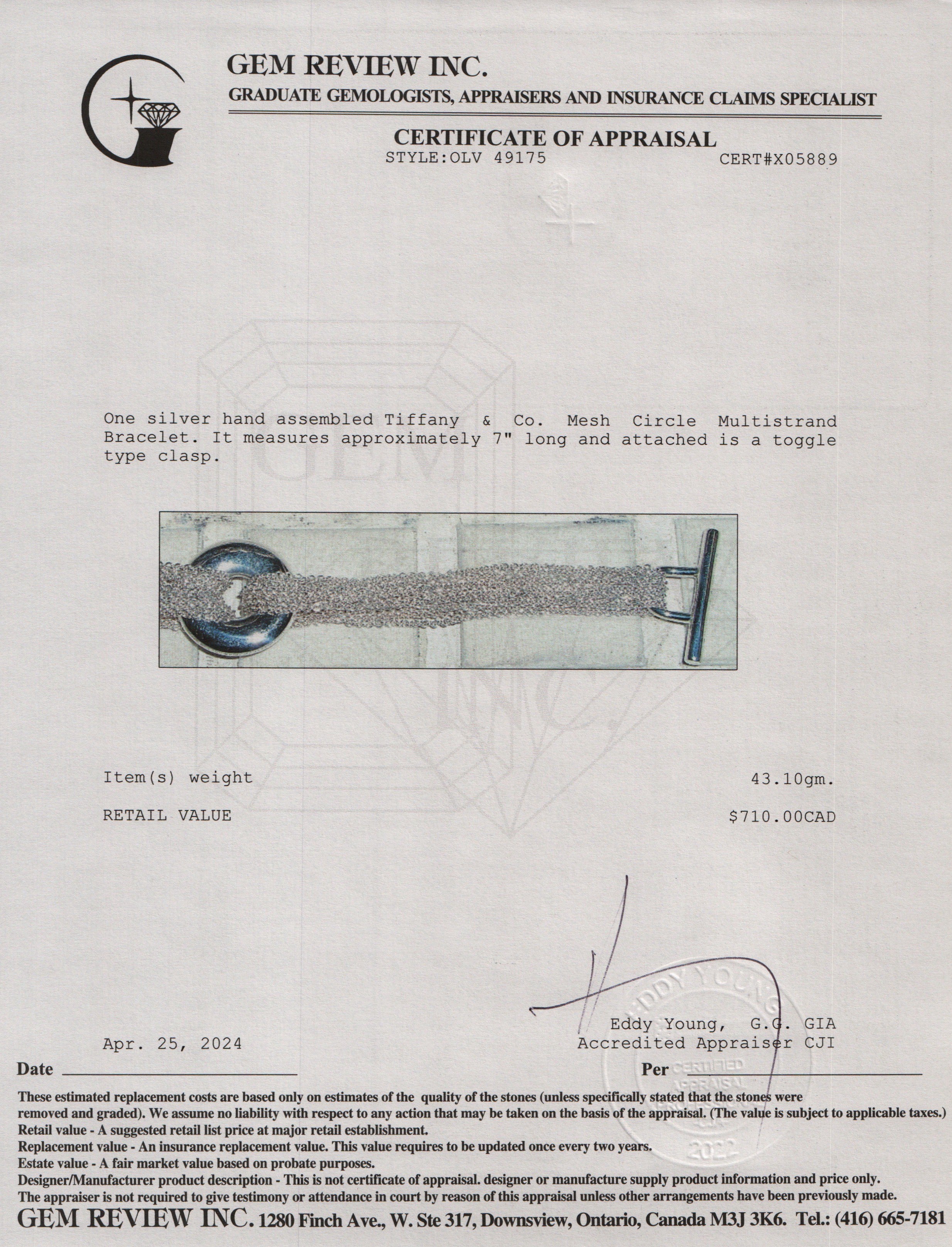 Tiffany & Co. Sterling Silver Mesh Circle Multistrand Bracelet